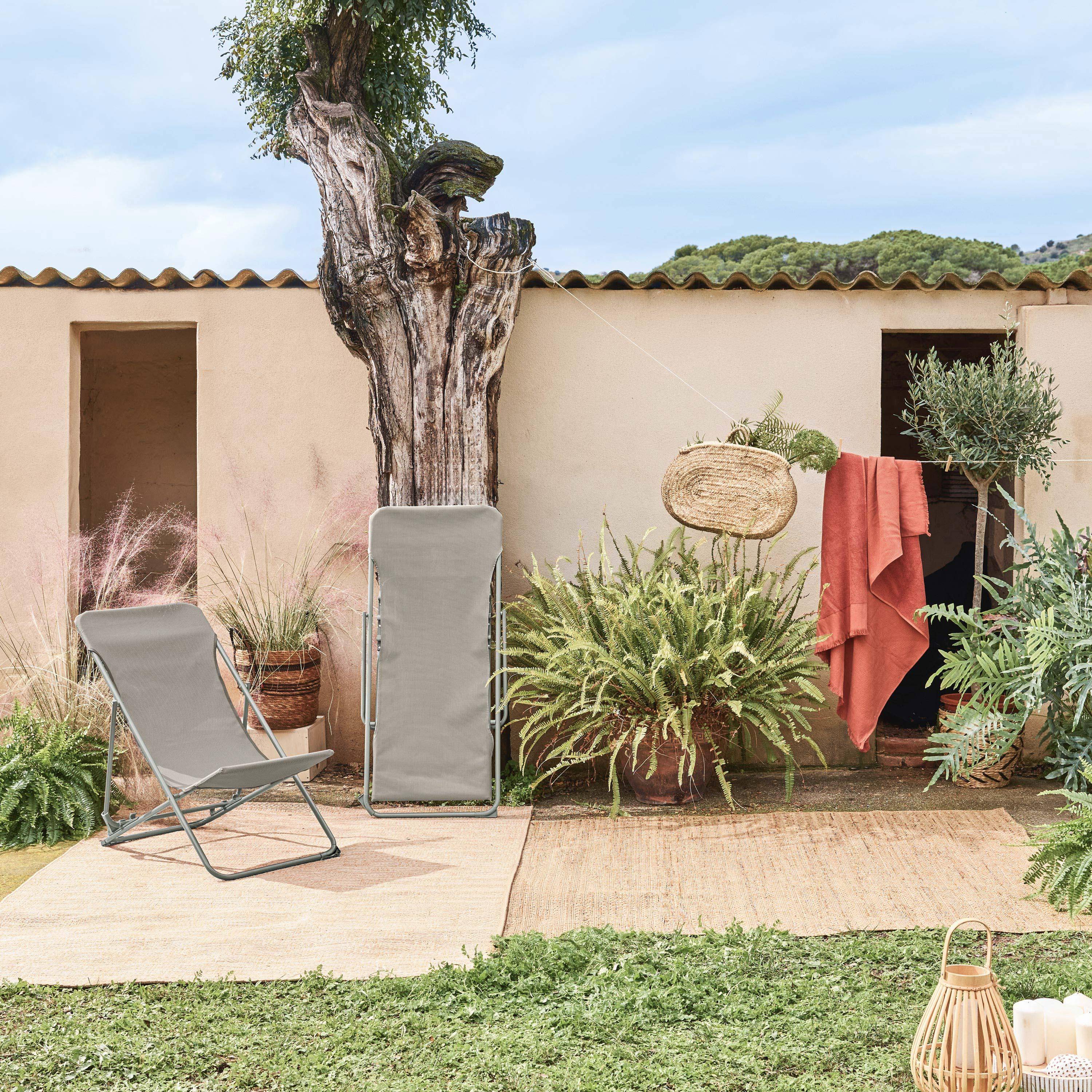 Lot de 2 chaises pliantes LIVORNO en acier / textilene, kaki, 83 x 88 x 95 cm Photo2