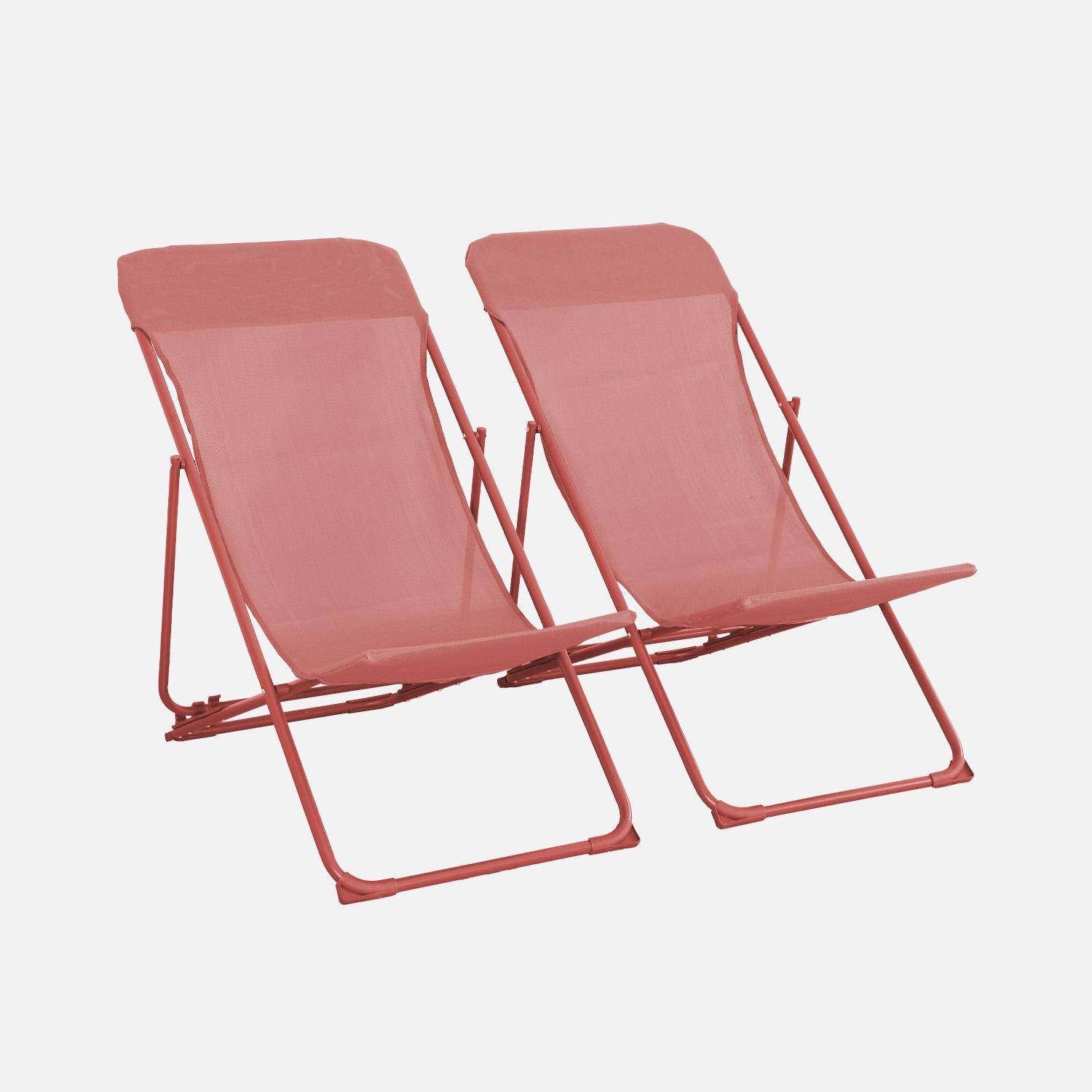 Pair of  aluminium sun loungers, Livorno, Terracotta, 83x88x95 cm Photo4