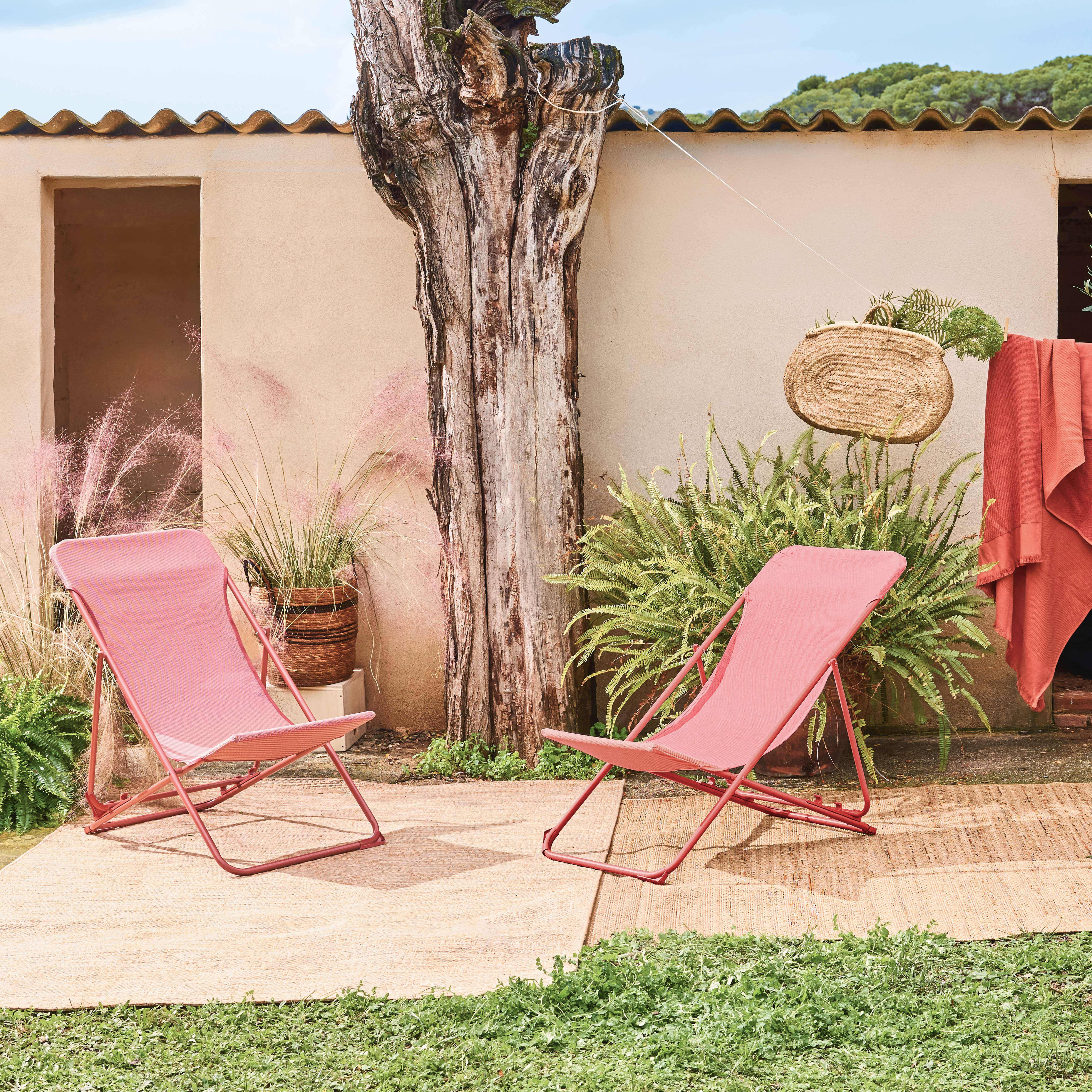 Set van 2 opvouwbare LIVORNO stoelen van staal / textilene, terracotta, 83 x 88 x 95 cm Photo1