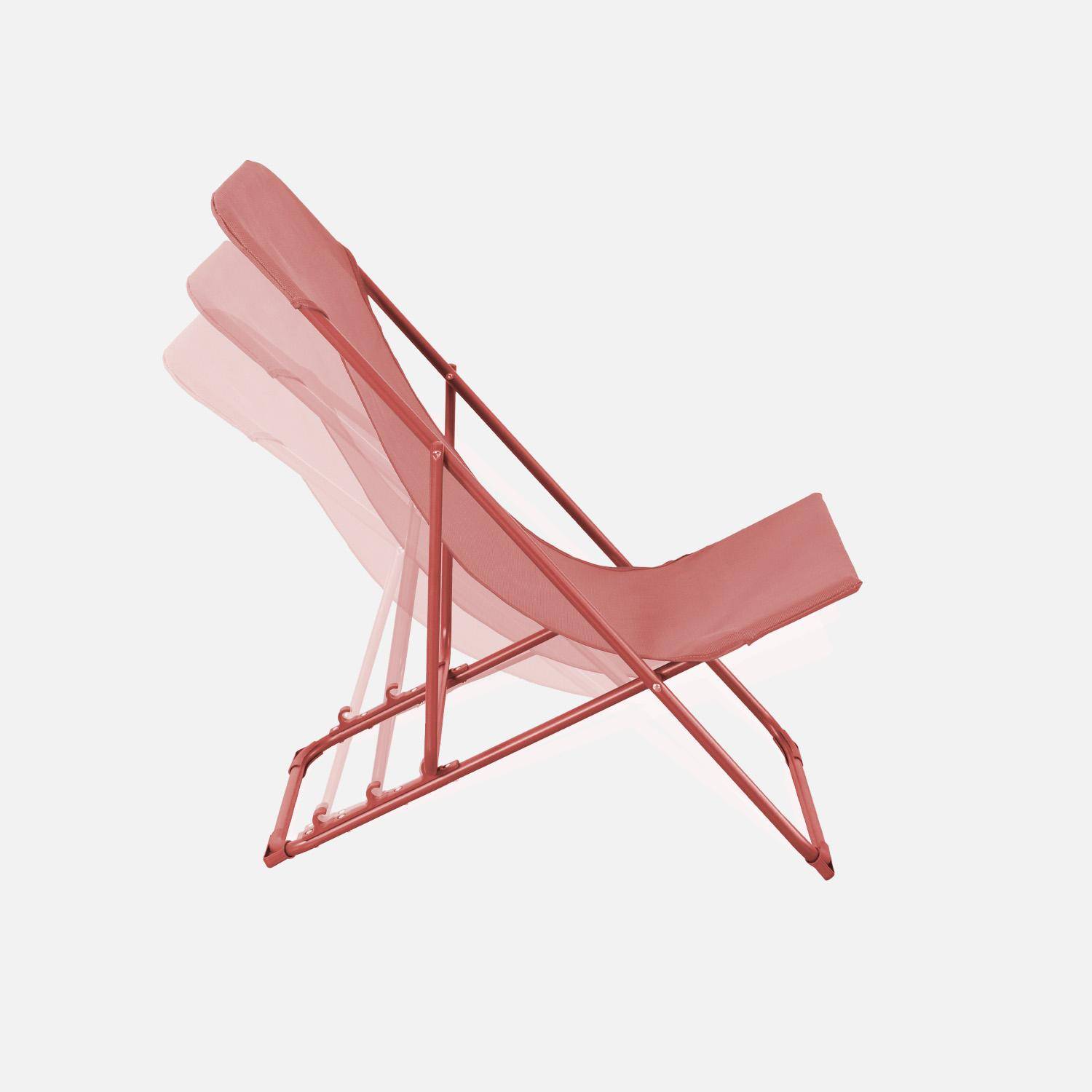 Pair of  aluminium sun loungers, Livorno, Terracotta, 83x88x95 cm Photo5