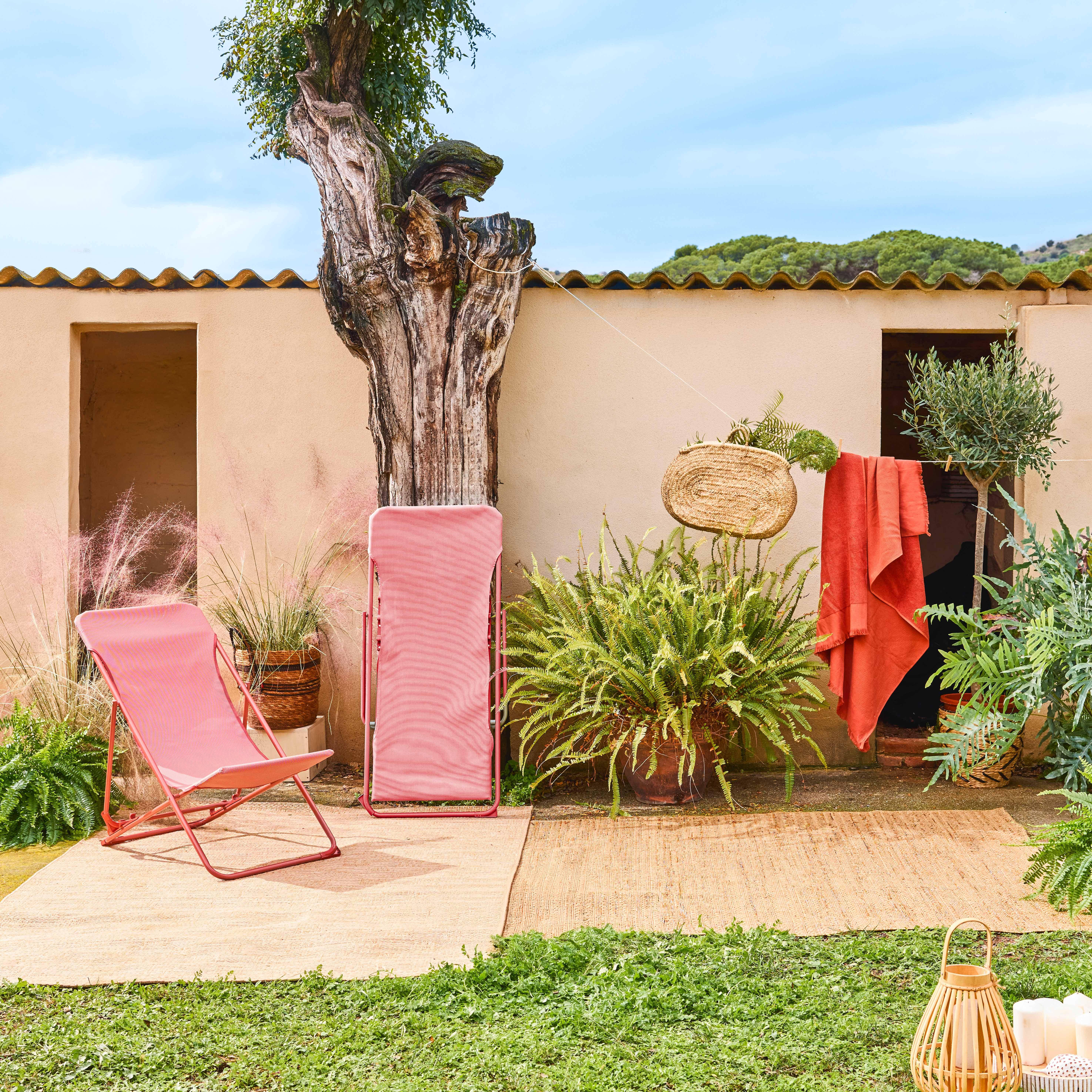 Pair of  aluminium sun loungers, Livorno, Terracotta, 83x88x95 cm Photo3
