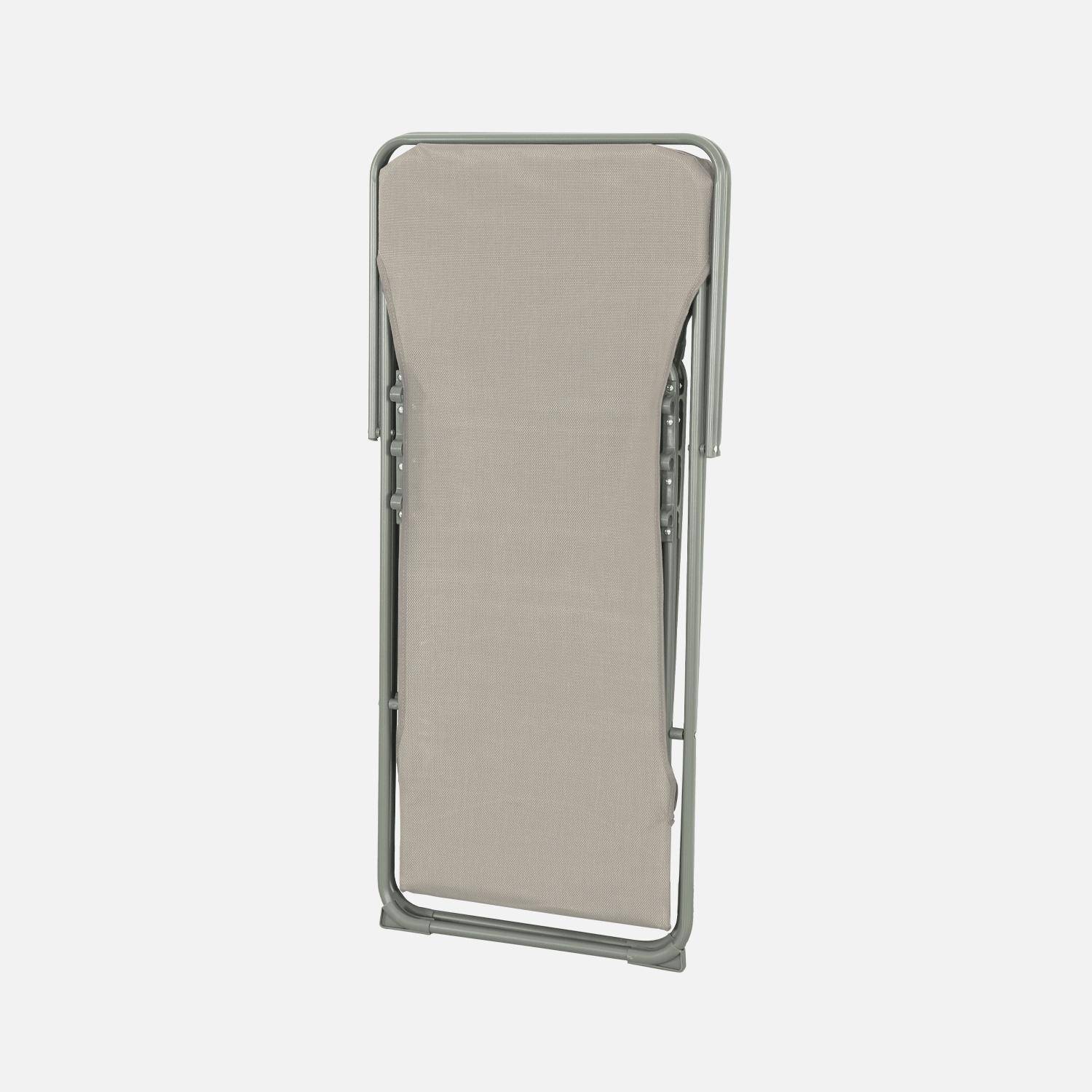 Set of 4 textilene folding sun loungers of aluminum, Livorno, Khaki Green, 83x88x95 cm Photo6