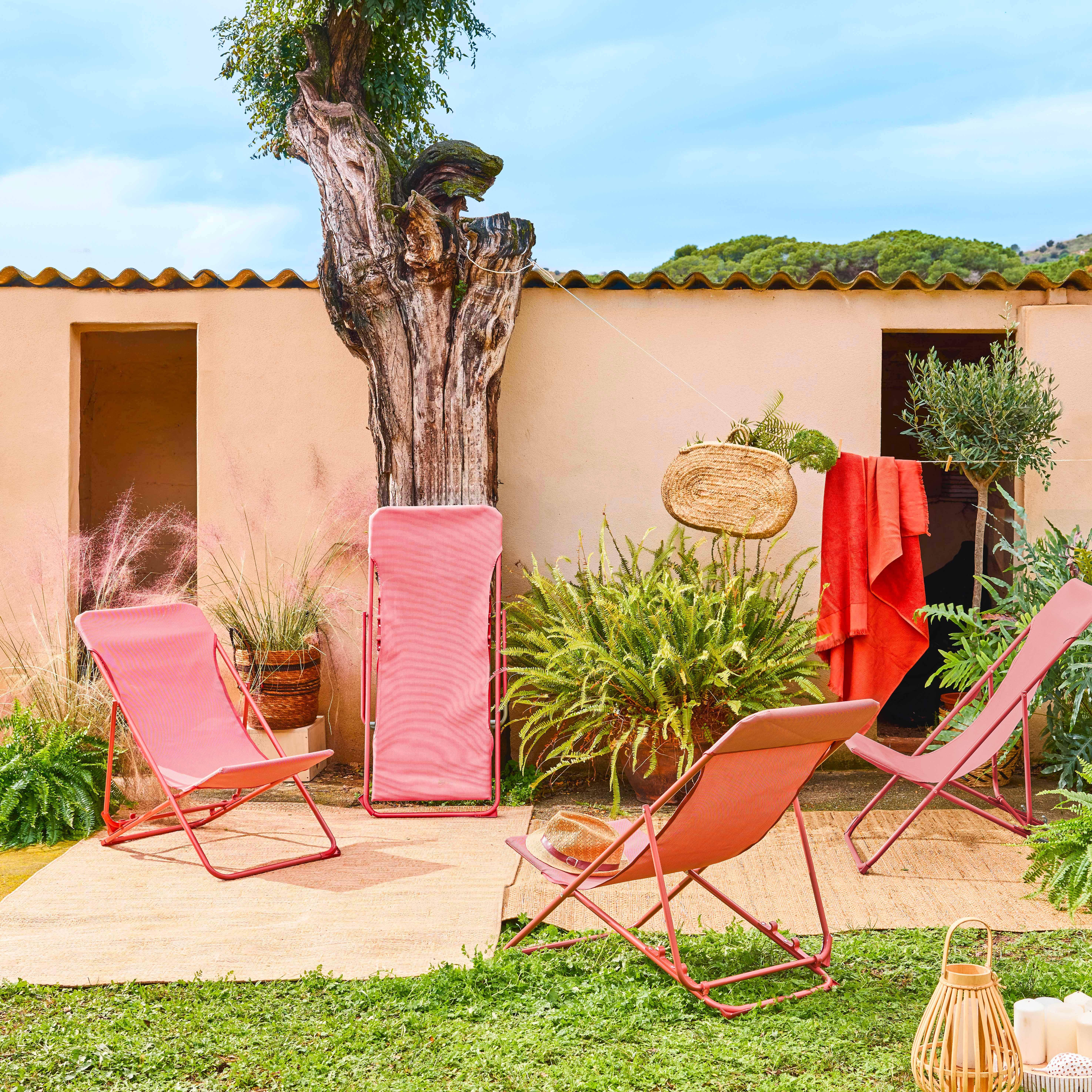 Silla de jardín plegable, set de 4, Livorno, Terracotta, 83x88x95 cm Photo1