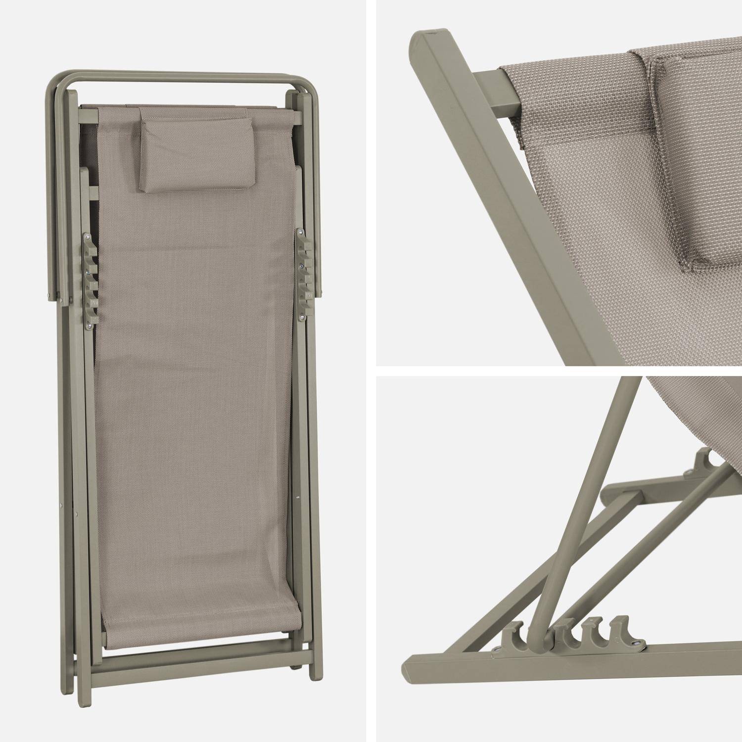 Lot de 2 chaises pliantes MATERA avec coussin en aluminium / textilene, kaki, 102 x 62 x 81 cm Photo5