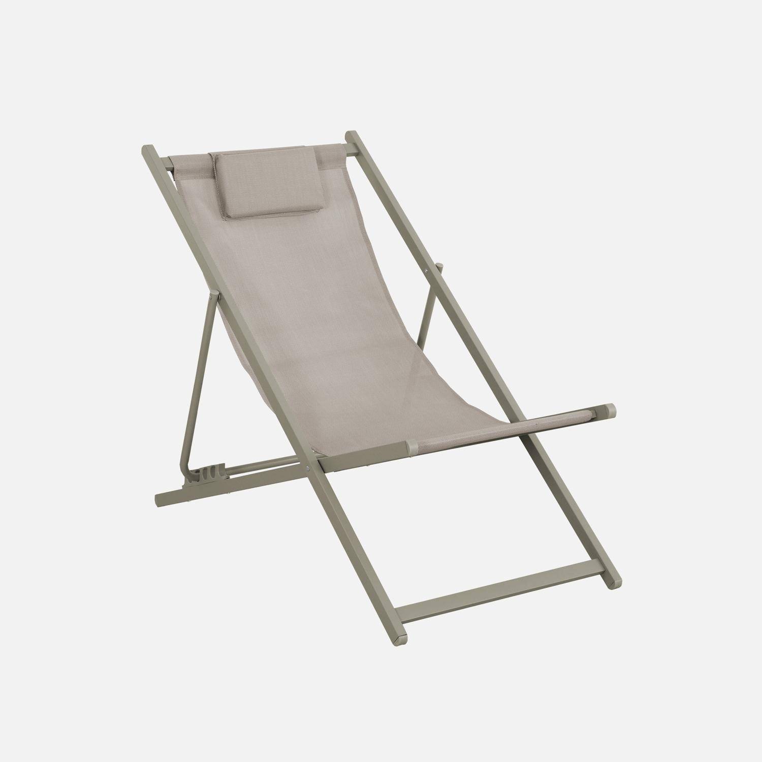 Lot de 2 chaises pliantes MATERA avec coussin en aluminium / textilene, kaki, 102 x 62 x 81 cm Photo4