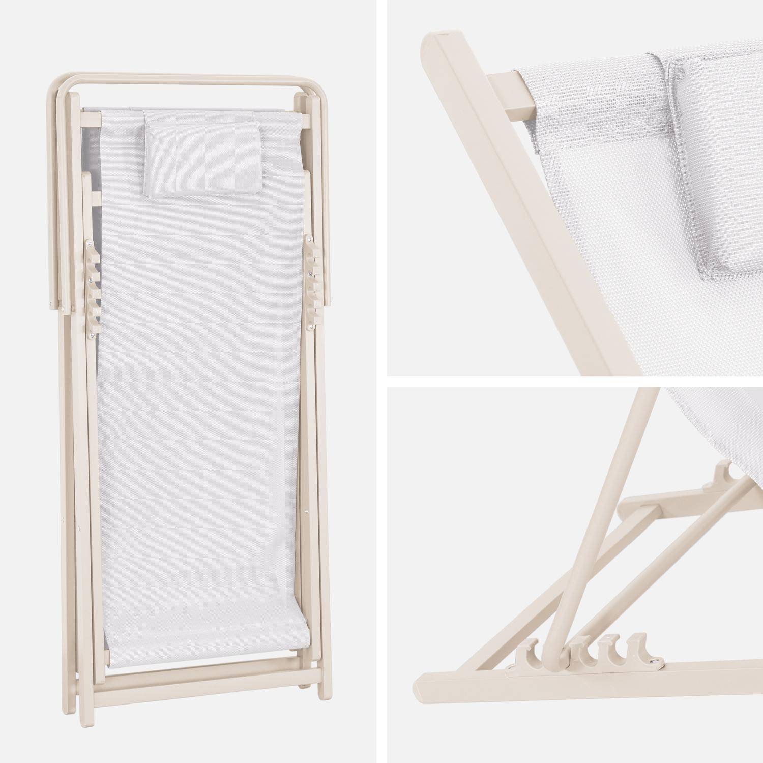 Set di 2 sedie da giardino in acciaio pieghevole multi posizioni con cuscino, Matera, Beige, 102x62x81 cm Photo5