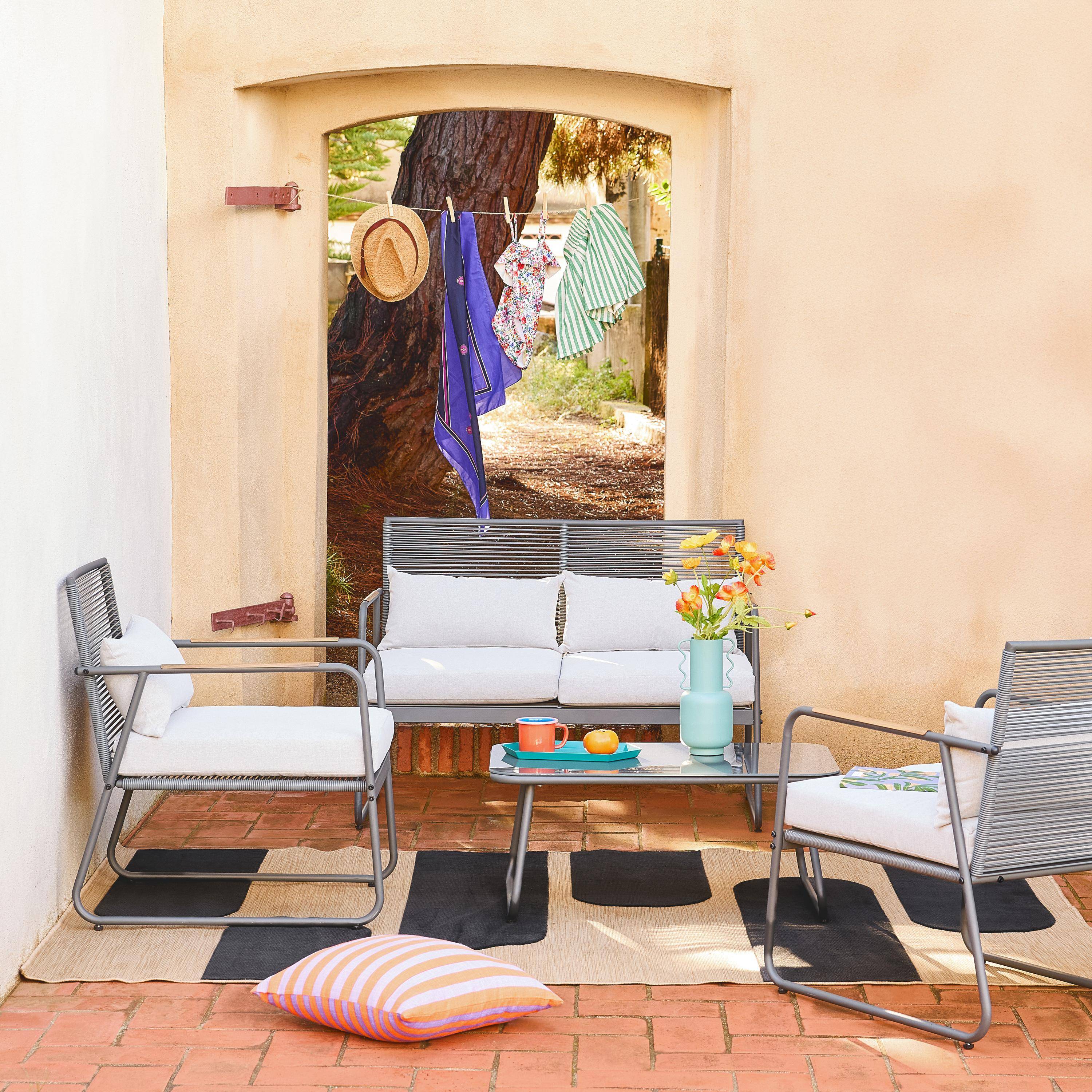 Salon de jardin en acier FOGGIA, 4 places, anthracite Photo1