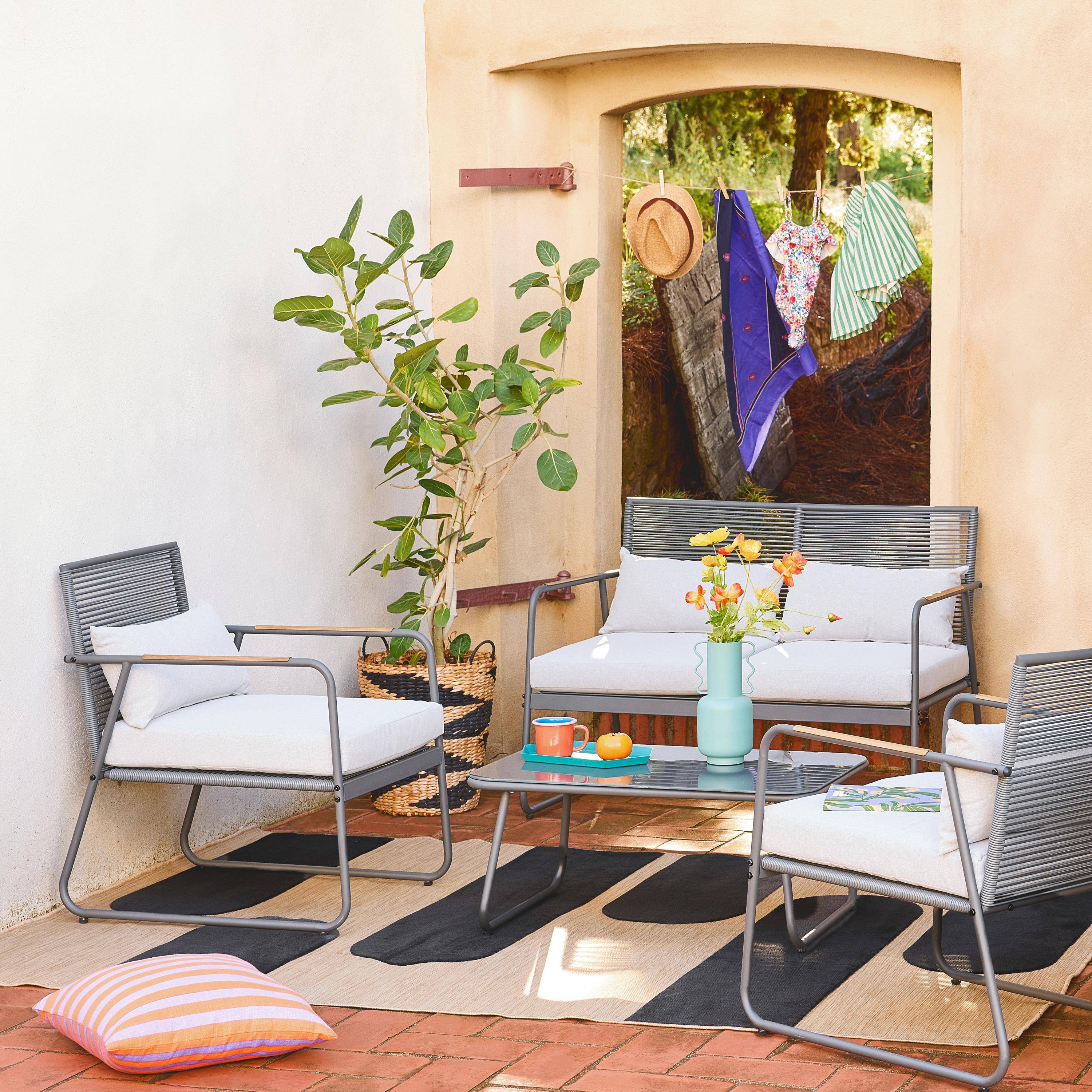 Salon de jardin en acier FOGGIA, 4 places, anthracite Photo2