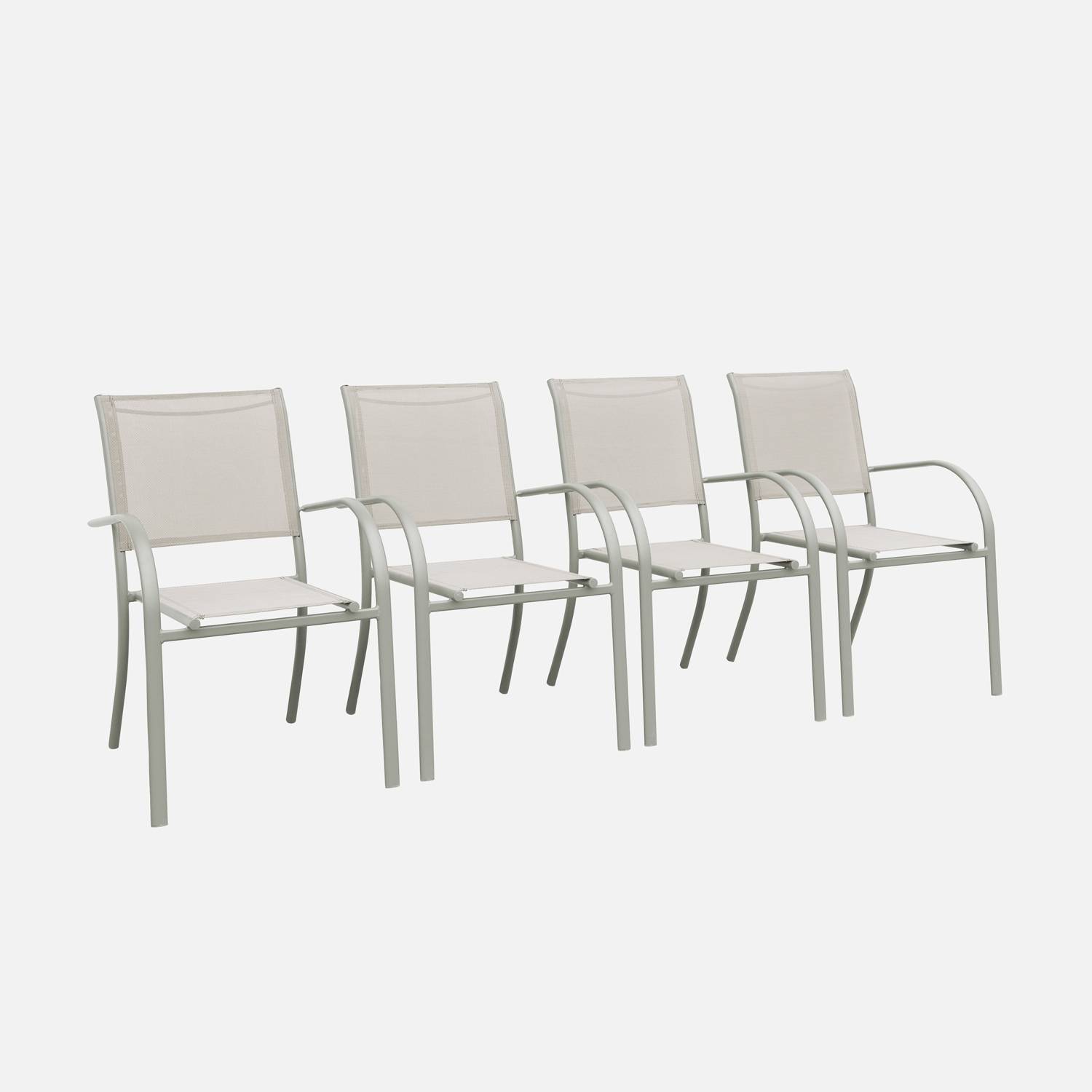 Set van 4 stapelbare kaki tuinstoelen textilene