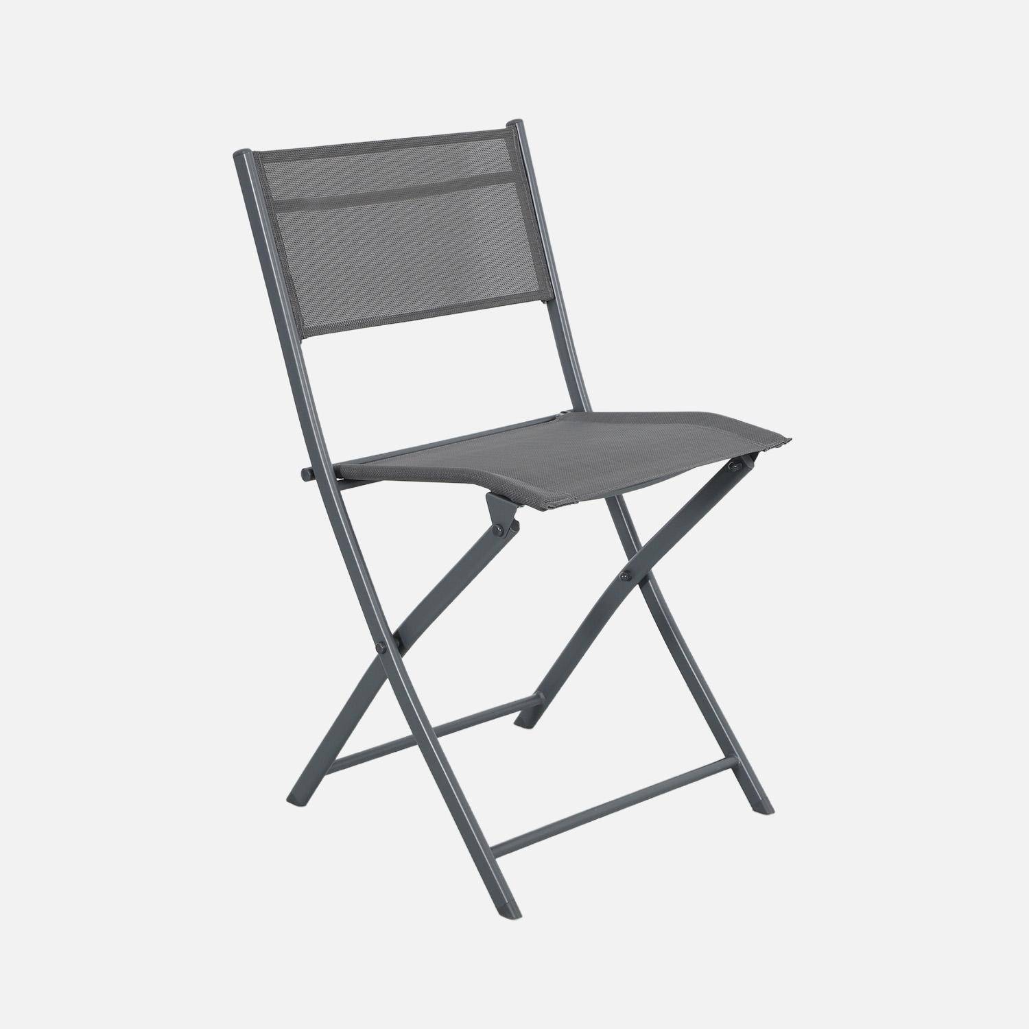 Mesa de jardín plegable de acero + 4 asientos de textileno antracita - Ancona Photo7