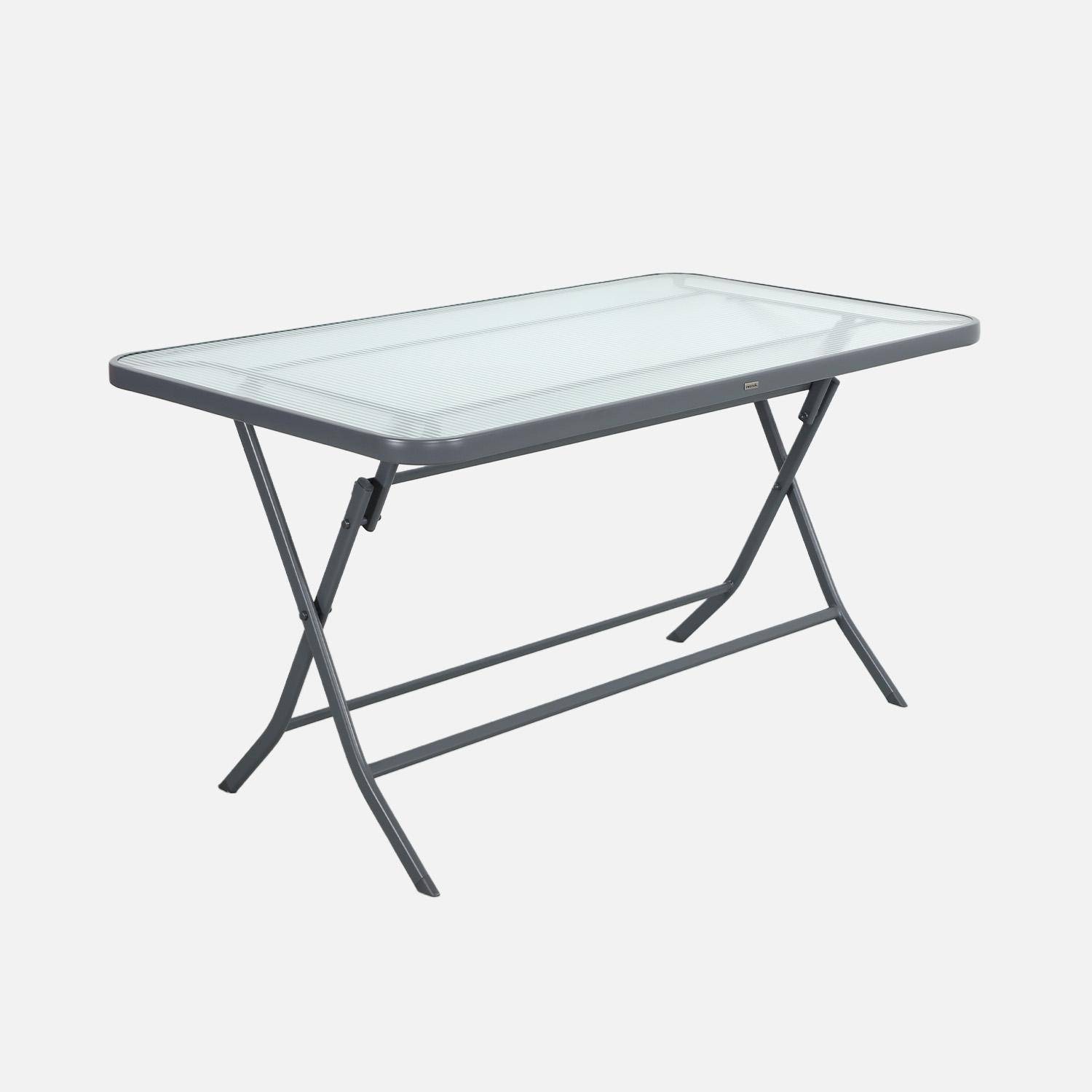 Mesa de jardín plegable de acero + 4 asientos de textileno antracita - Ancona,sweeek,Photo5