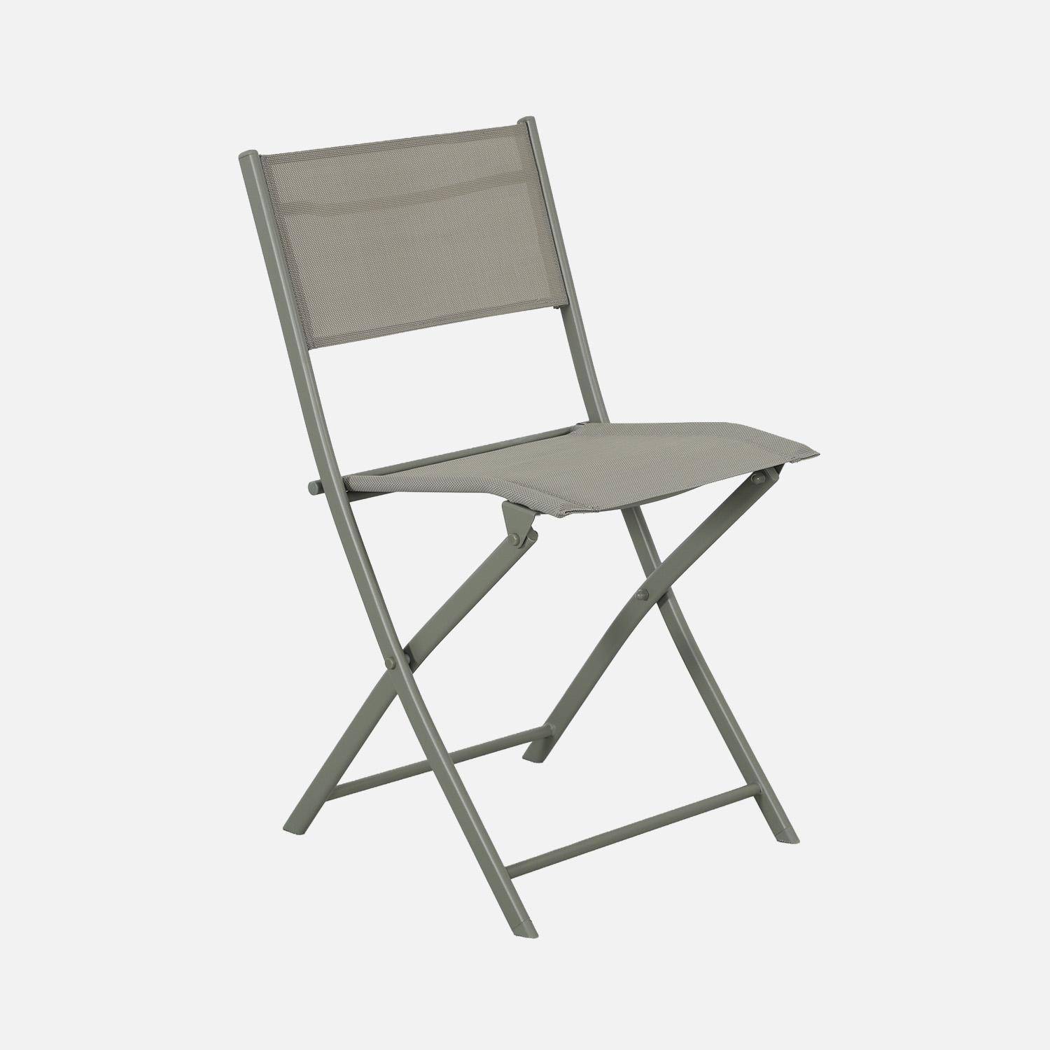 Mesa de jardín plegable de acero + 4 asientos de textileno caqui - Ancona,sweeek,Photo7