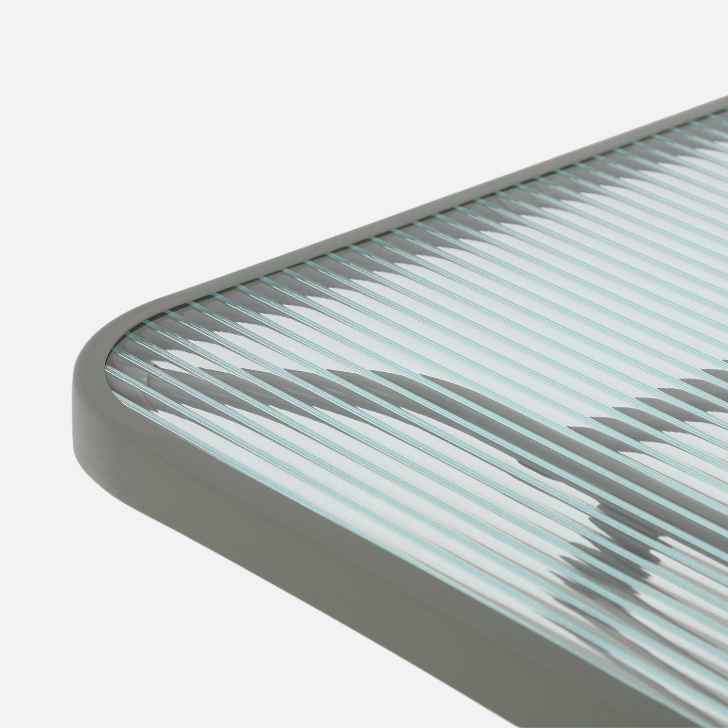 Mesa de jardín plegable de acero + 4 asientos de textileno caqui - Ancona Photo6