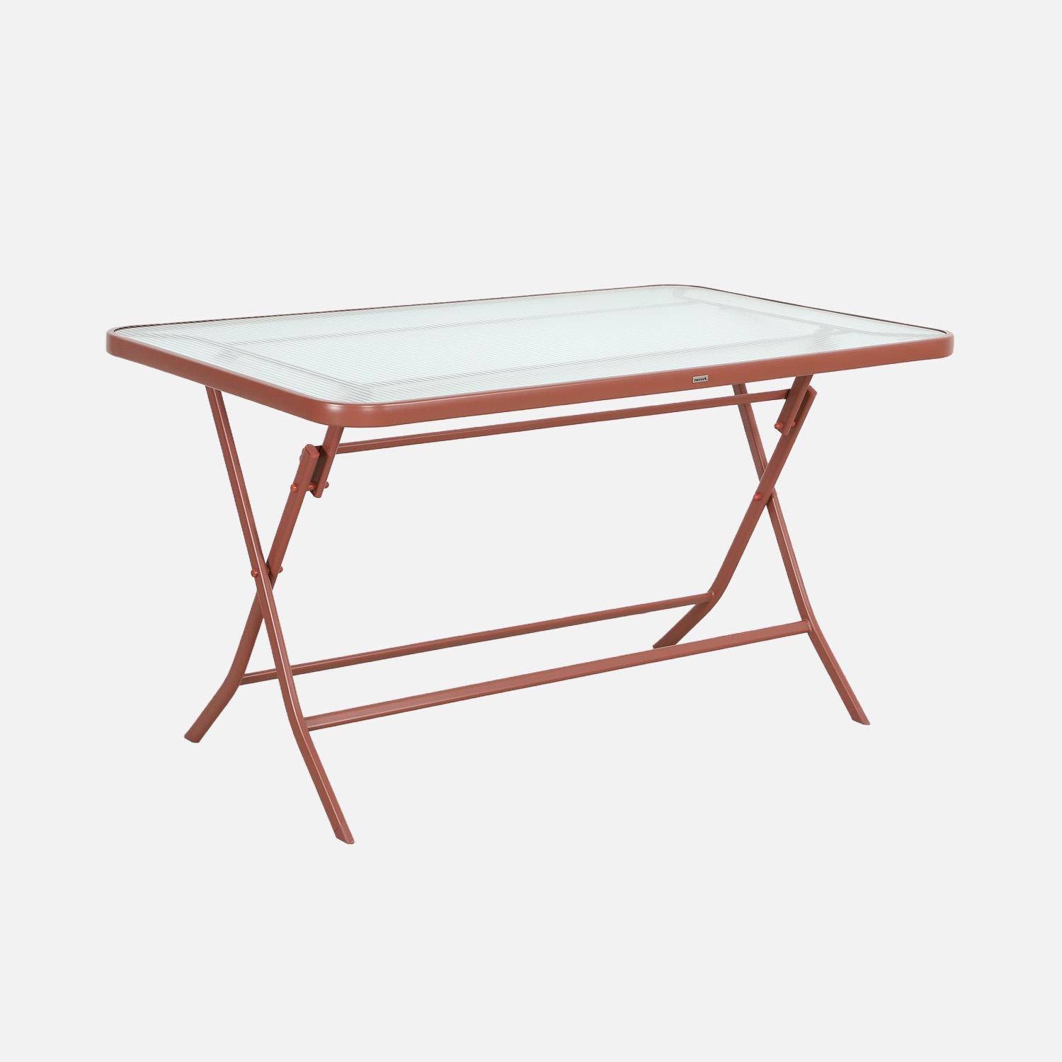 Mesa de jardim dobrável em aço + 4 assentos em textilene terracota - Ancona,sweeek,Photo5