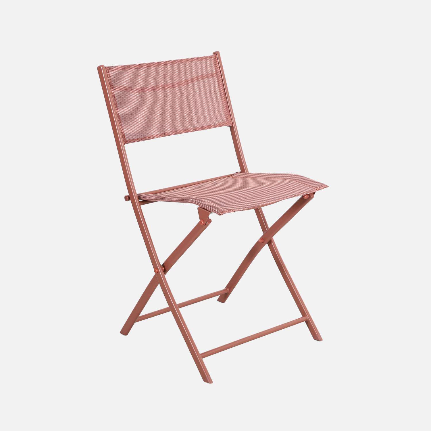 Mesa de jardim dobrável em aço + 4 assentos em textilene terracota - Ancona Photo7