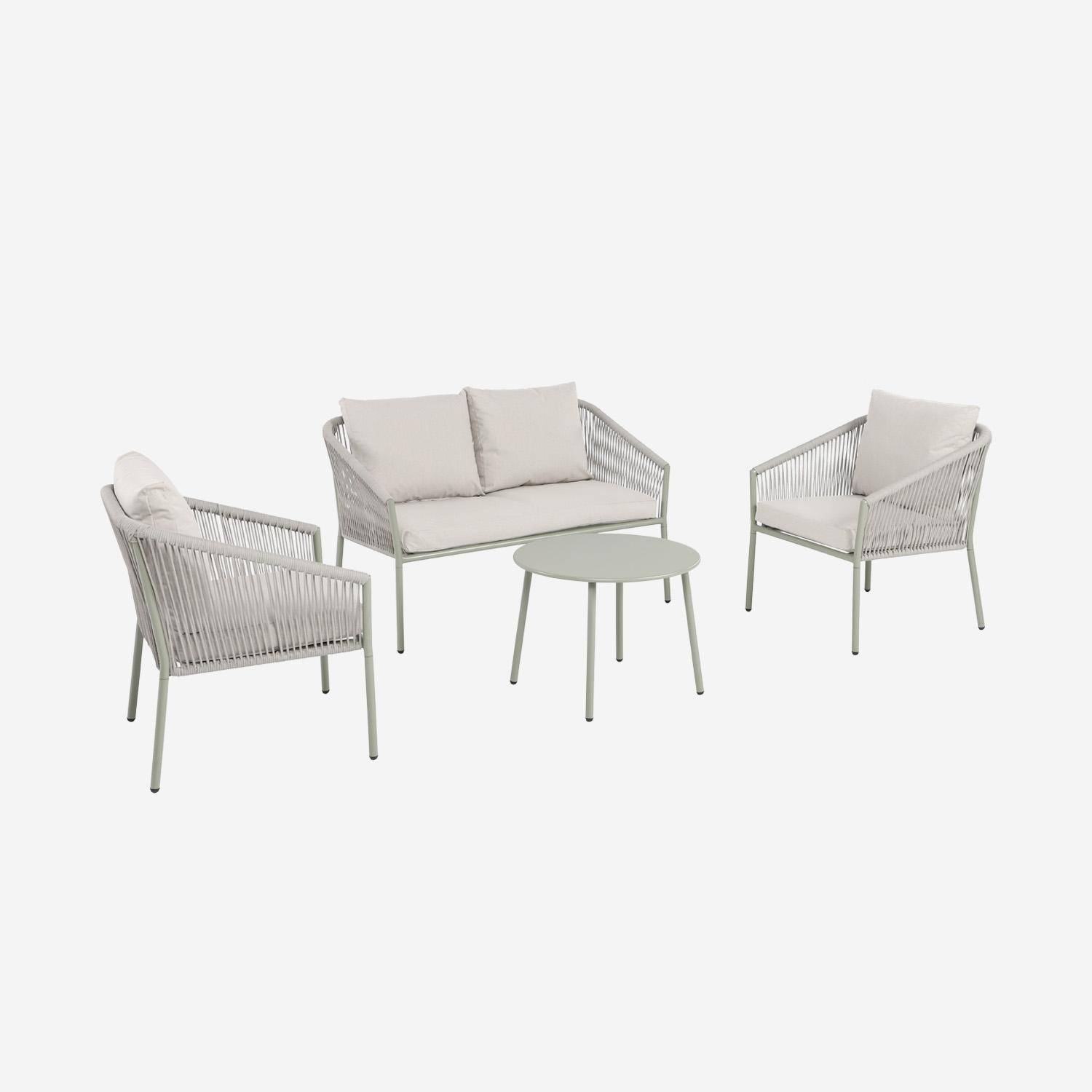 Conjunto de jardín de acero y cuerdas de resina, 4 plazas, Mantova, Beige, 122x67x74 cm Photo5