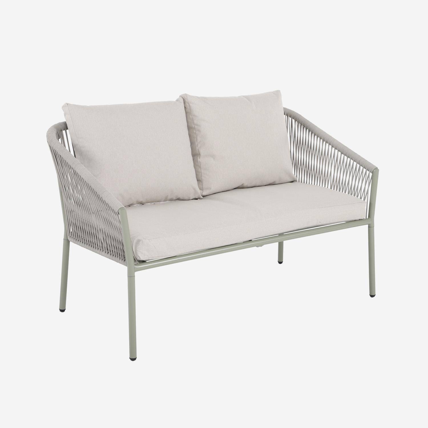 Conjunto de jardín de acero y cuerdas de resina, 4 plazas, Mantova, Beige, 122x67x74 cm Photo6