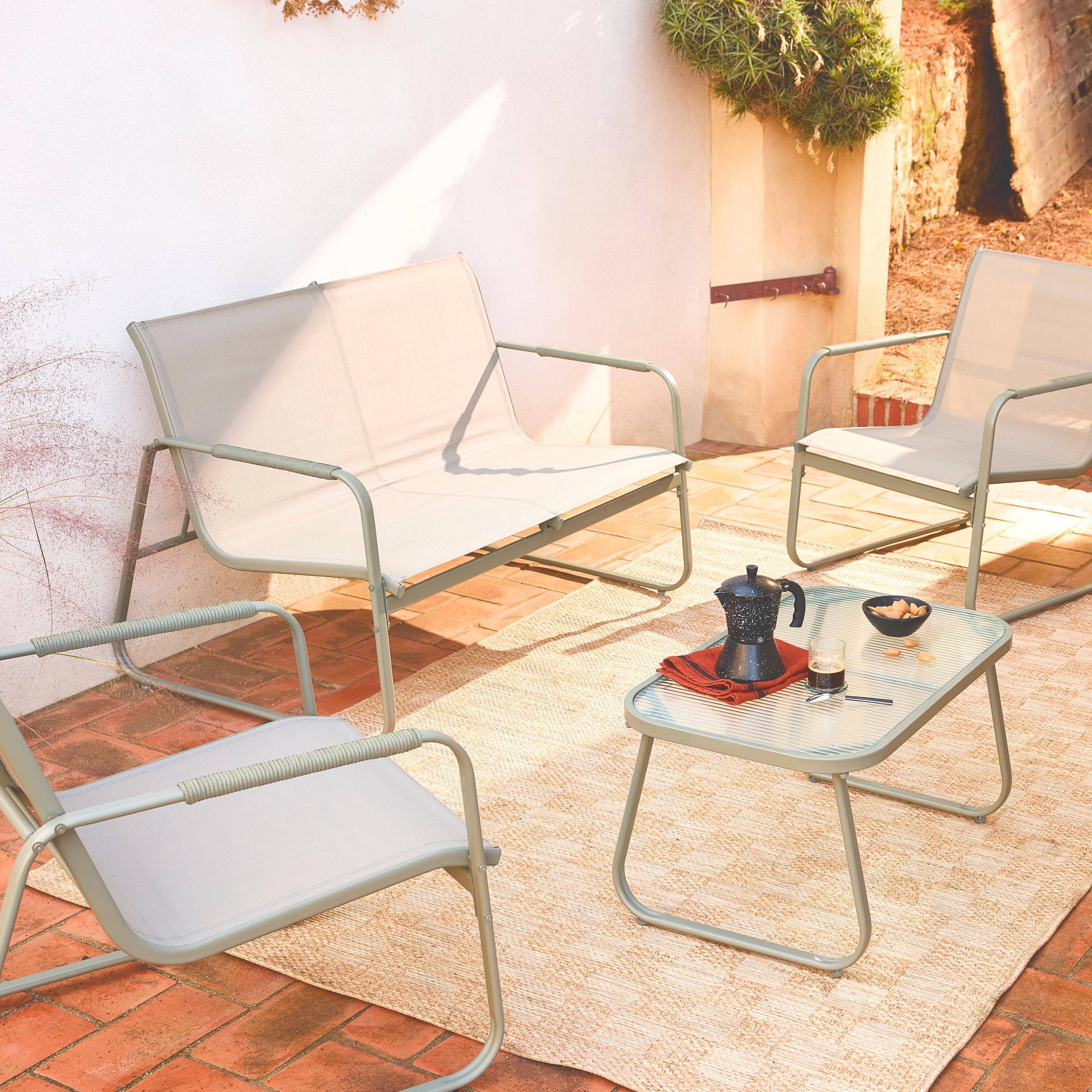 4-seater aluminium garden sofa set, Noto, Khaki Green, 78x122x39 cm Photo2