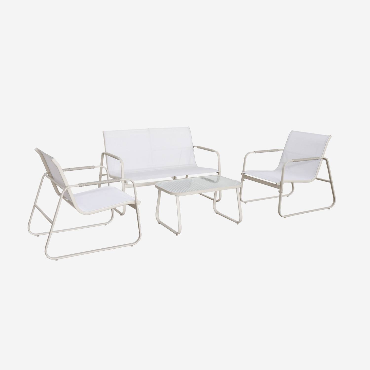 Conjunto de jardim relax em alumínio, 4 lugares, Branco