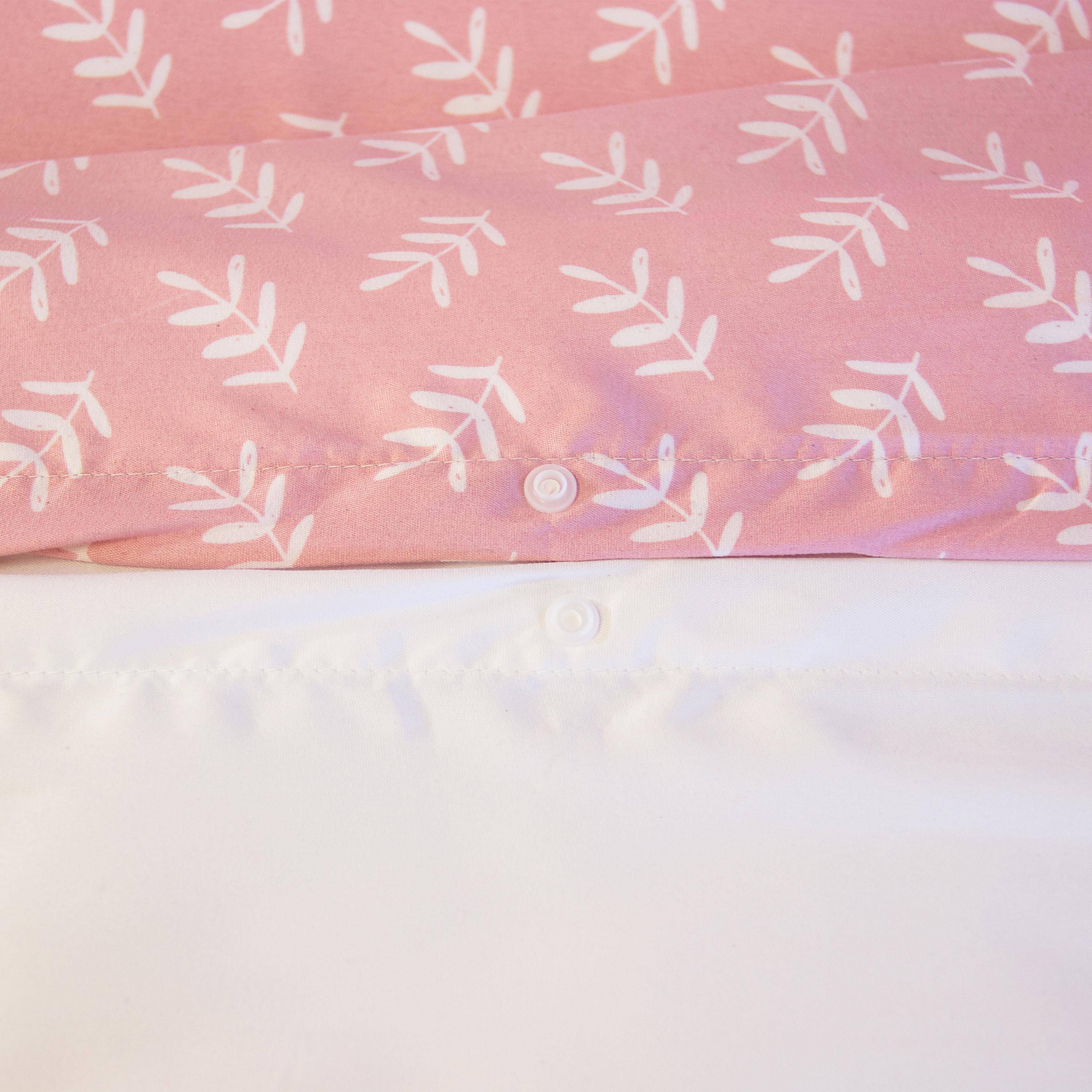 Ropa de cama reversible de microfibra estampado bosque encantado, 1 plaza Rose / Blanc - 200x140x1 cm,sweeek,Photo4