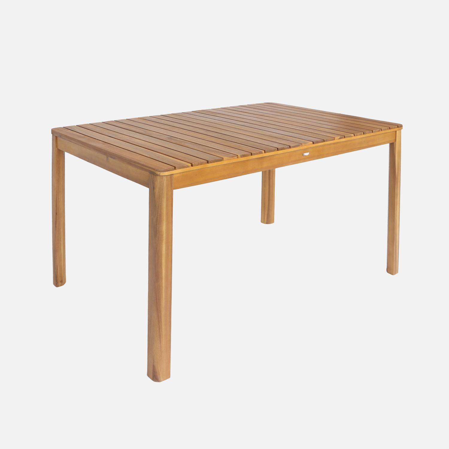 Table de jardin SENORA acacia naturel avec coins arrondis, 6 places, 120 x 80 x 75 cm Photo3