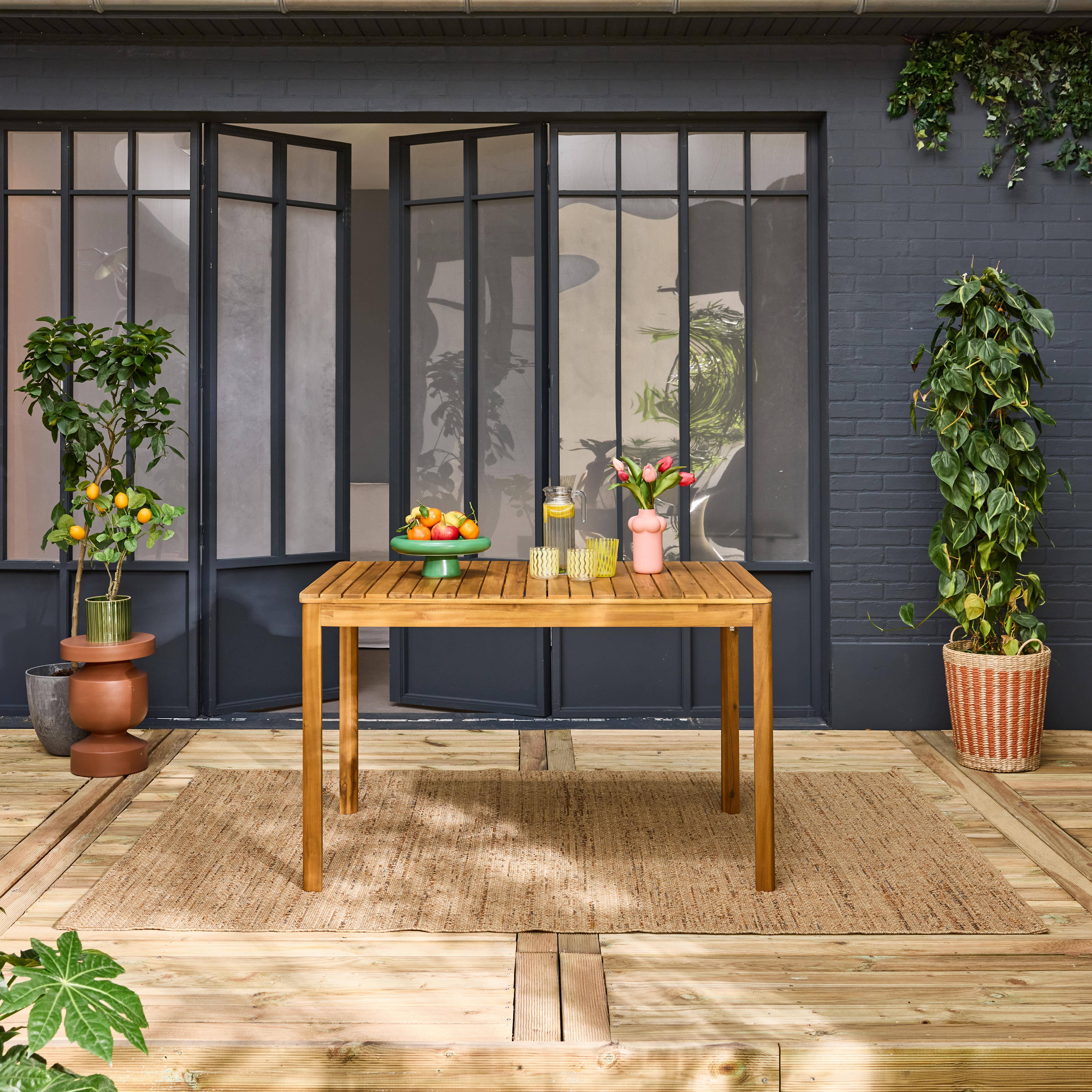 Table de jardin SENORA acacia naturel avec coins arrondis, 6 places, 120 x 80 x 75 cm Photo1