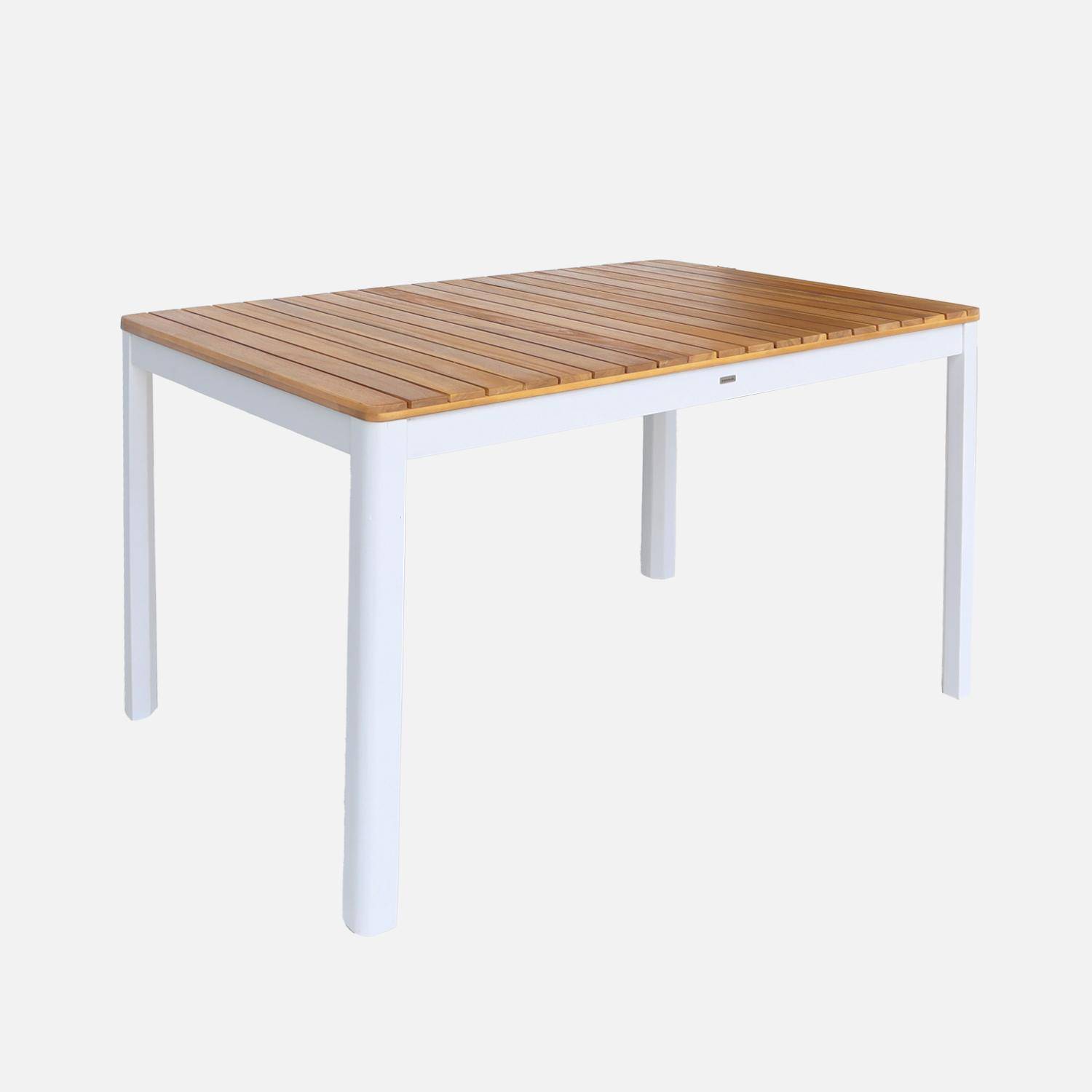 6-seater acacia wood garden table , Senora, White, 120x80x75 cm Photo8