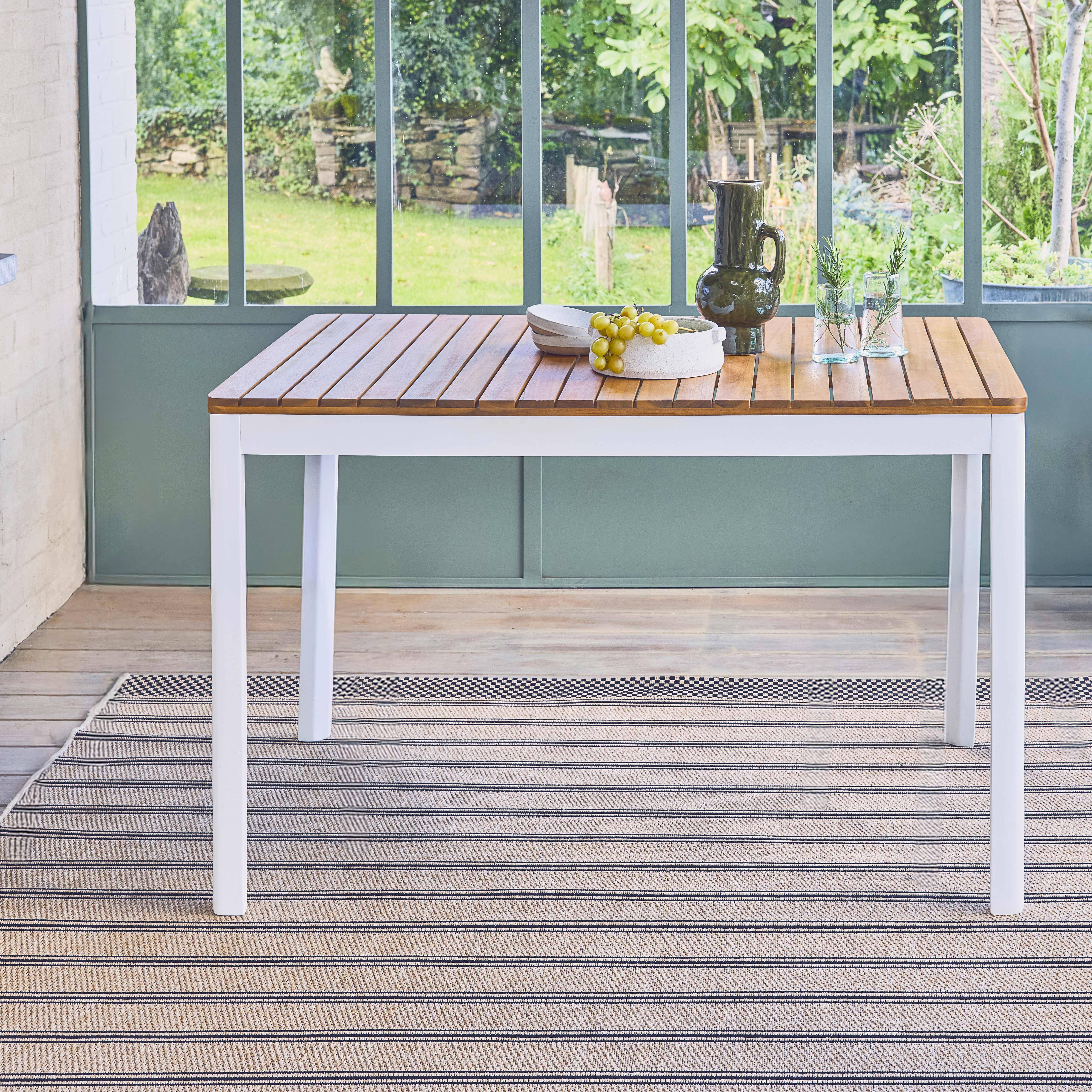 6-seater acacia wood garden table , Senora, White, 120x80x75 cm Photo1