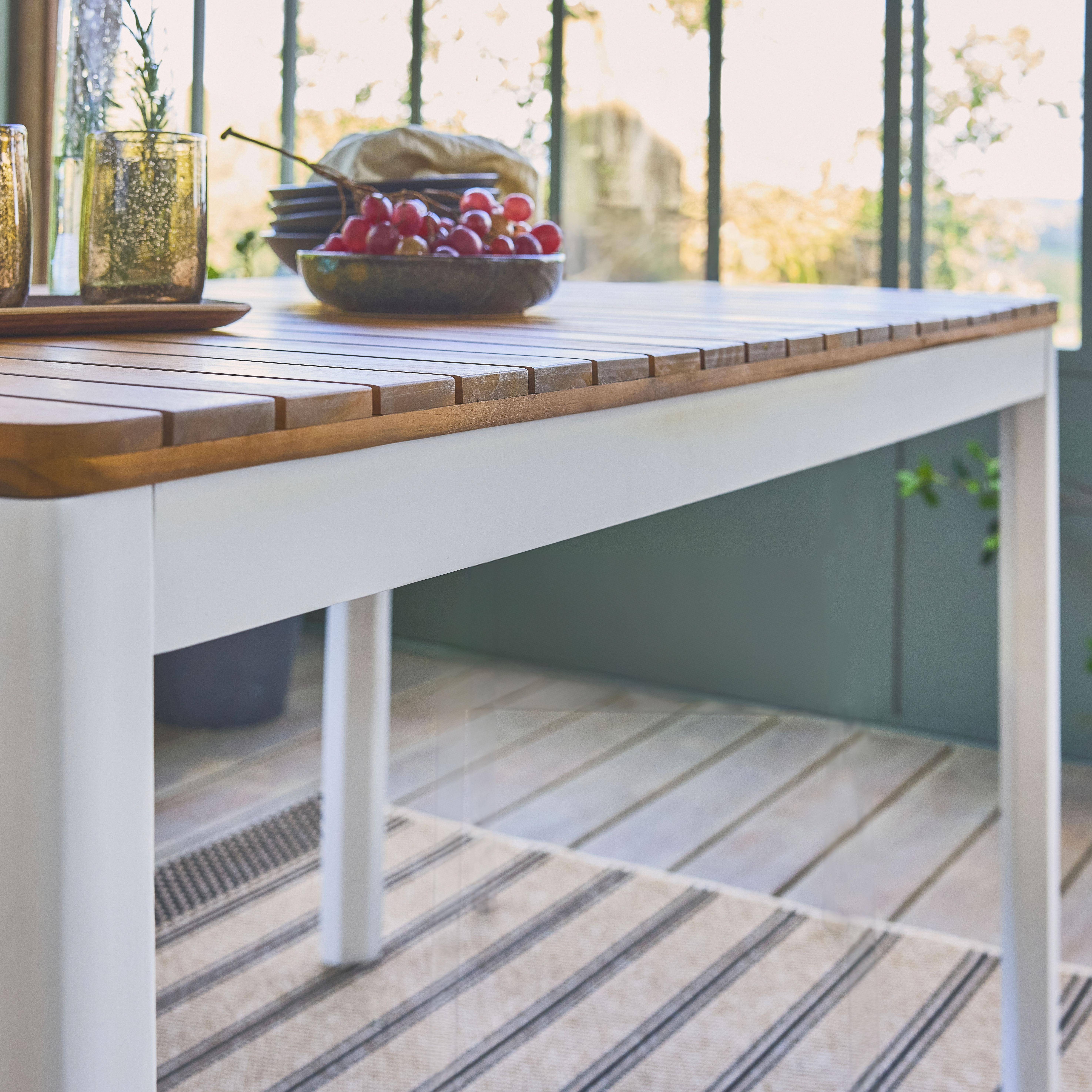 6-seater acacia wood garden table , Senora, White, 120x80x75 cm Photo5