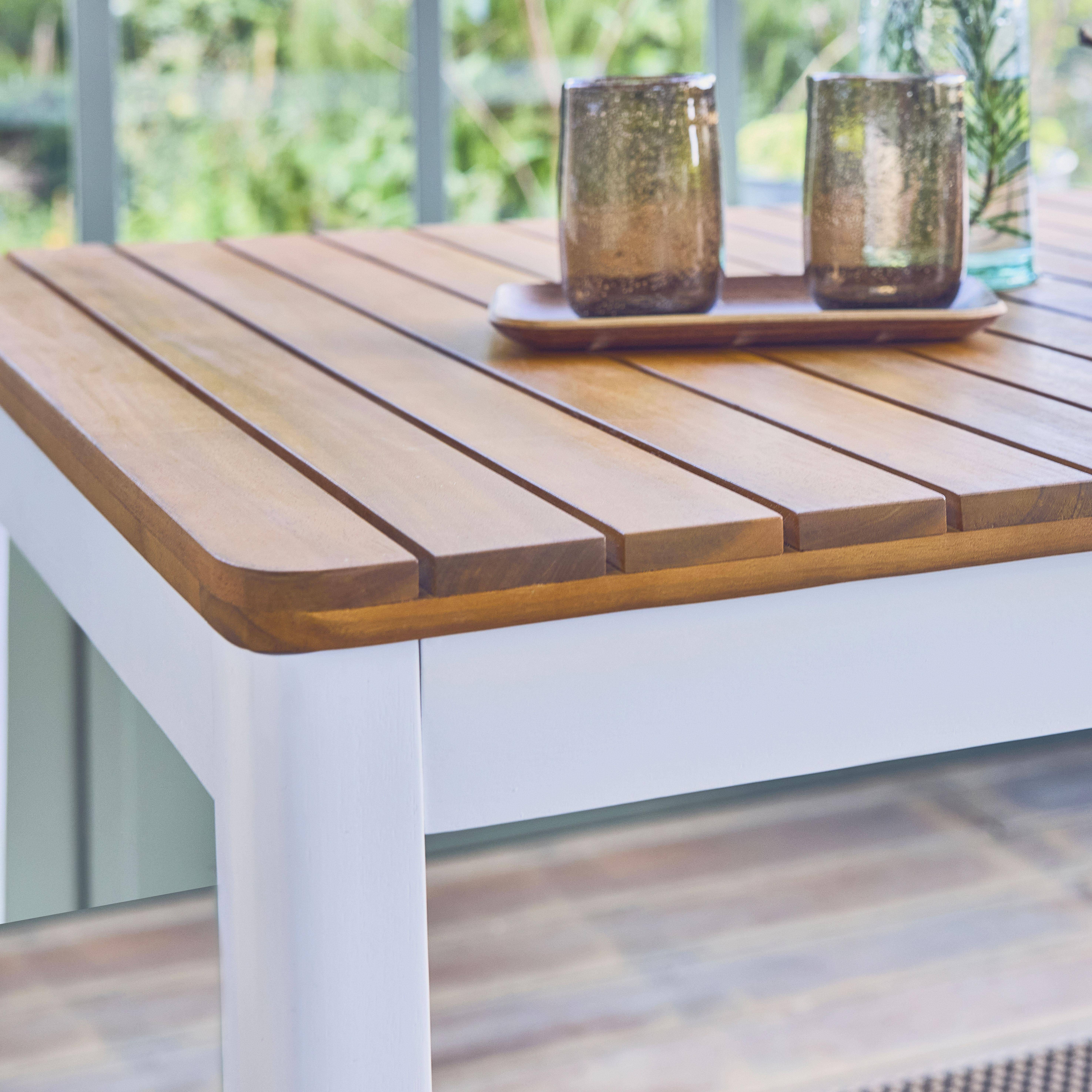 6-seater acacia wood garden table , Senora, White, 120x80x75 cm,sweeek,Photo3
