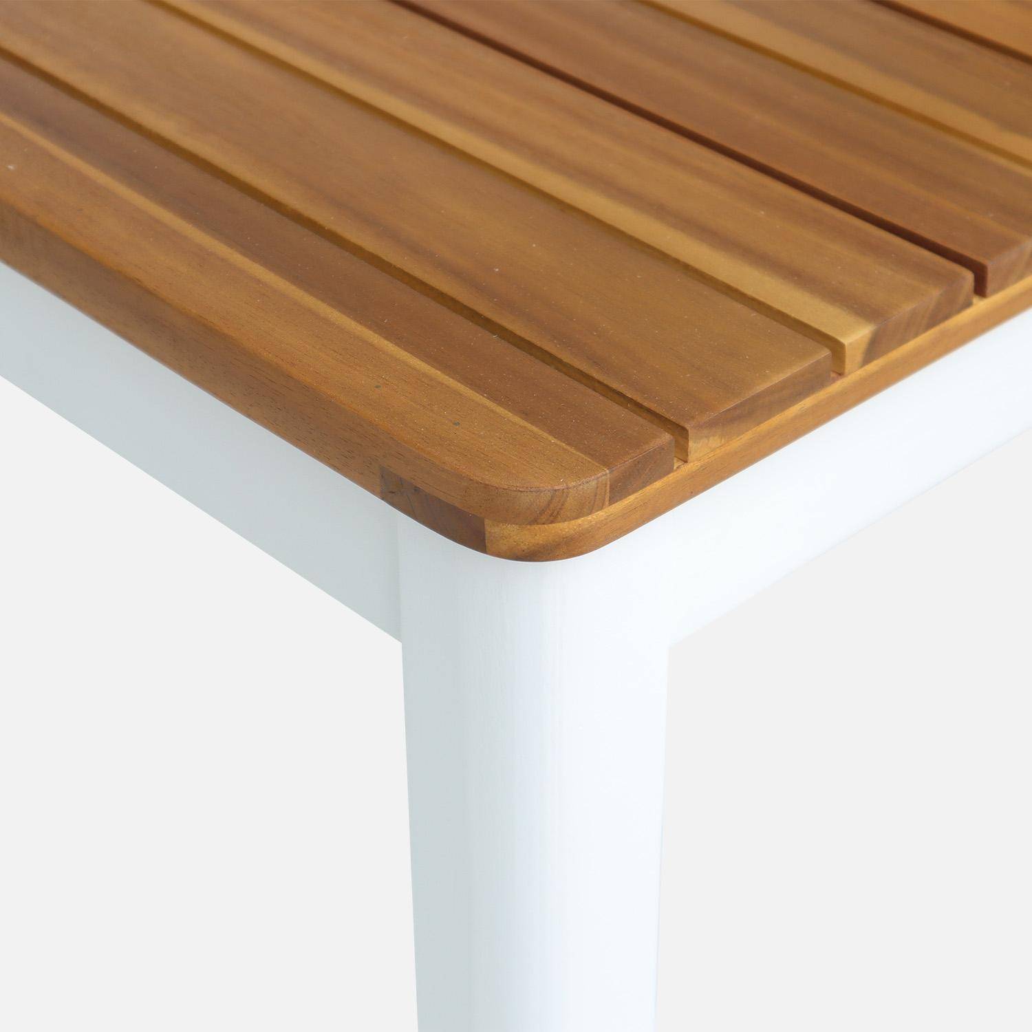 6-seater acacia wood garden table , Senora, White, 120x80x75 cm Photo9