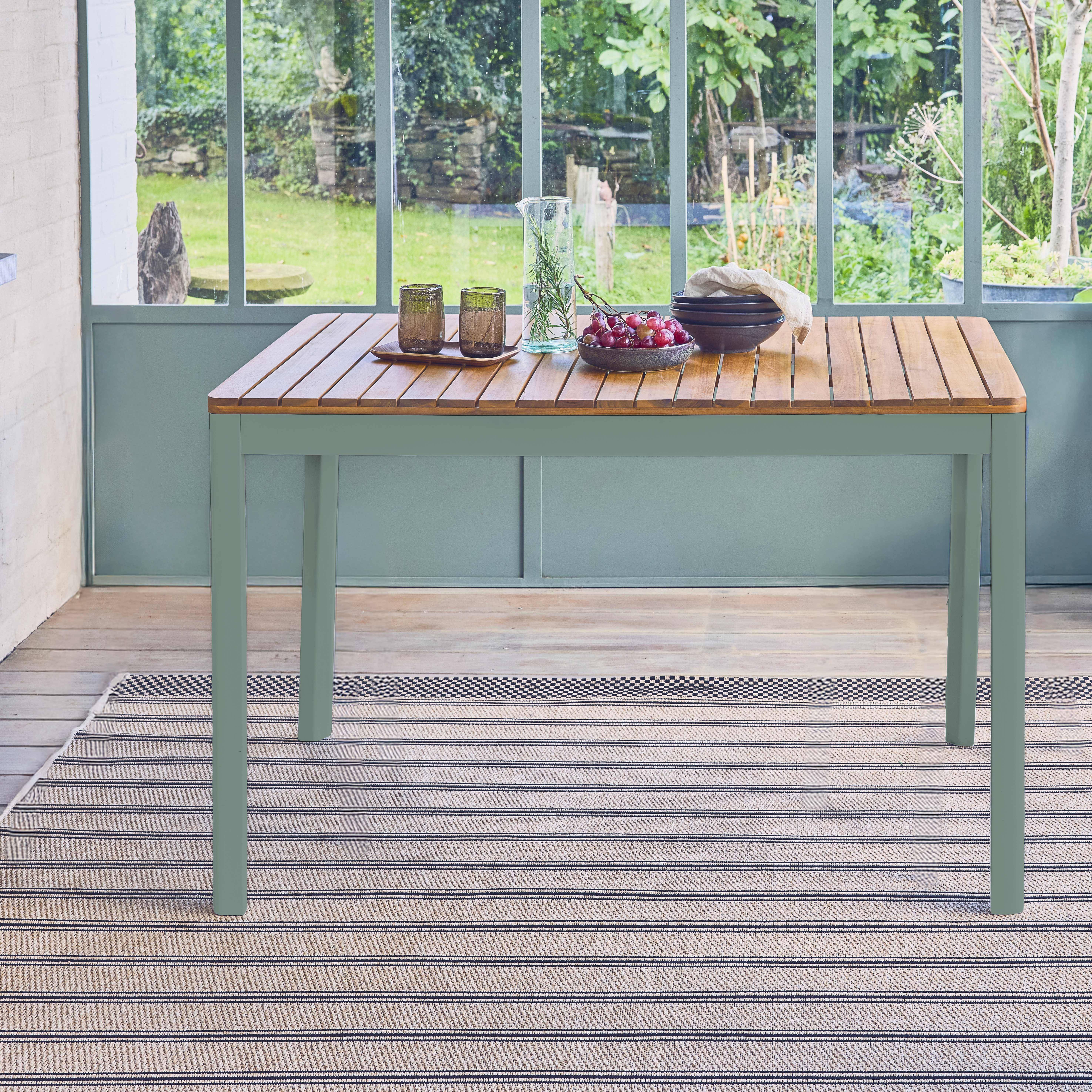 6-seater acacia wood garden table , Senora, Khaki Green, 120x80x75 cm Photo1