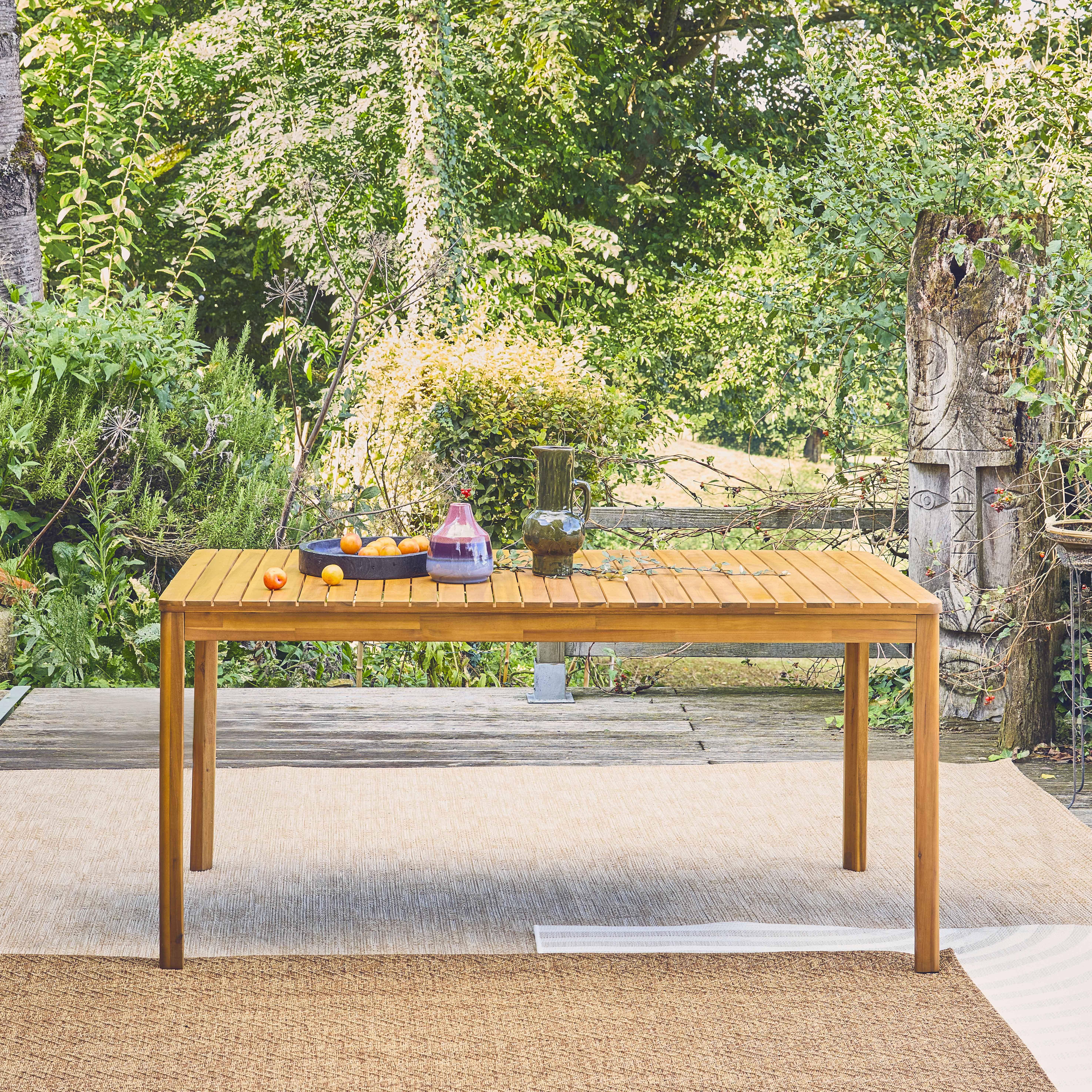 Tavolo da giardino in acacia con angoli arrotondati, 8 posti, Senora 160cm, Marrone naturale, 160x90x75 cm,sweeek,Photo1