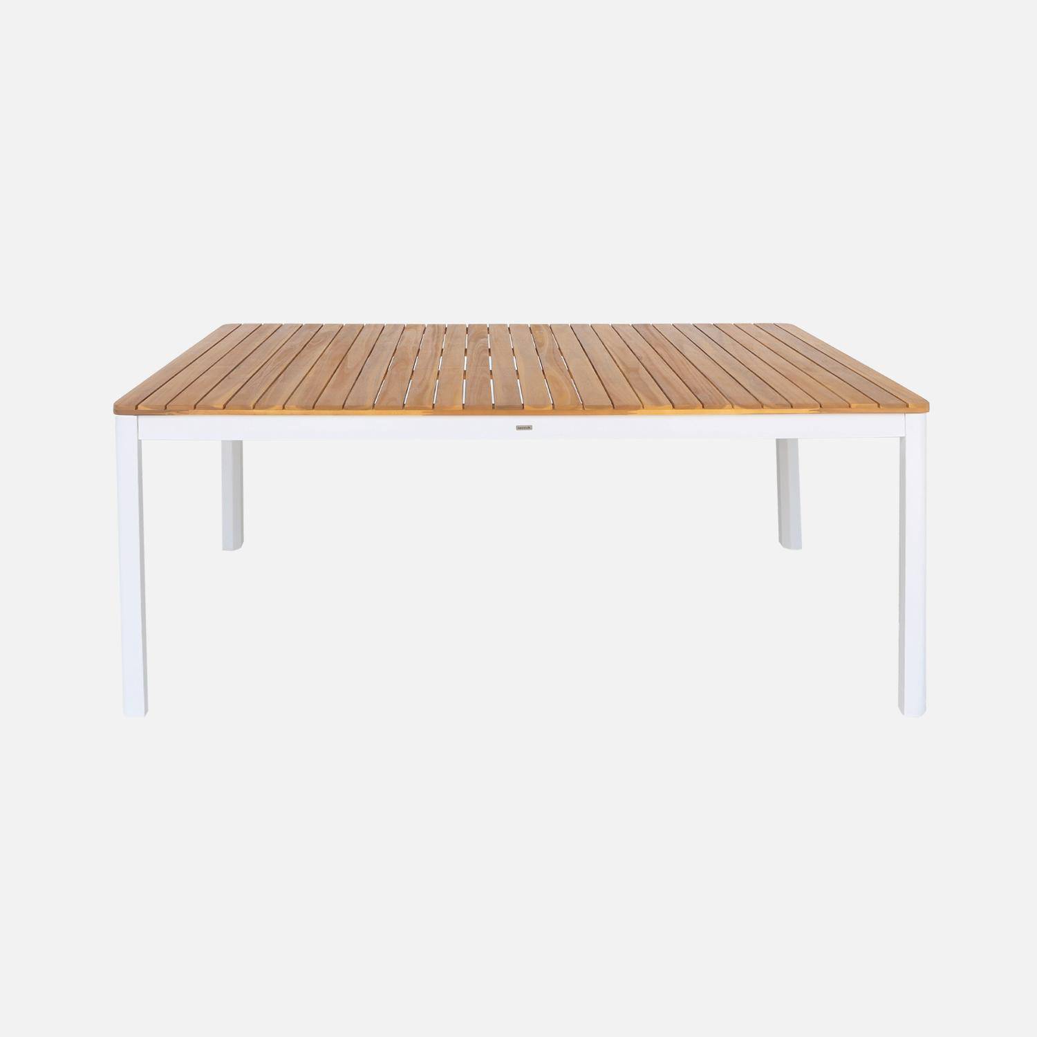 Mesa de jardín de acacia con esquinas redondeadas, 8 plazas, Senora 160cm, Blanco, 160x90x75 cm Photo6