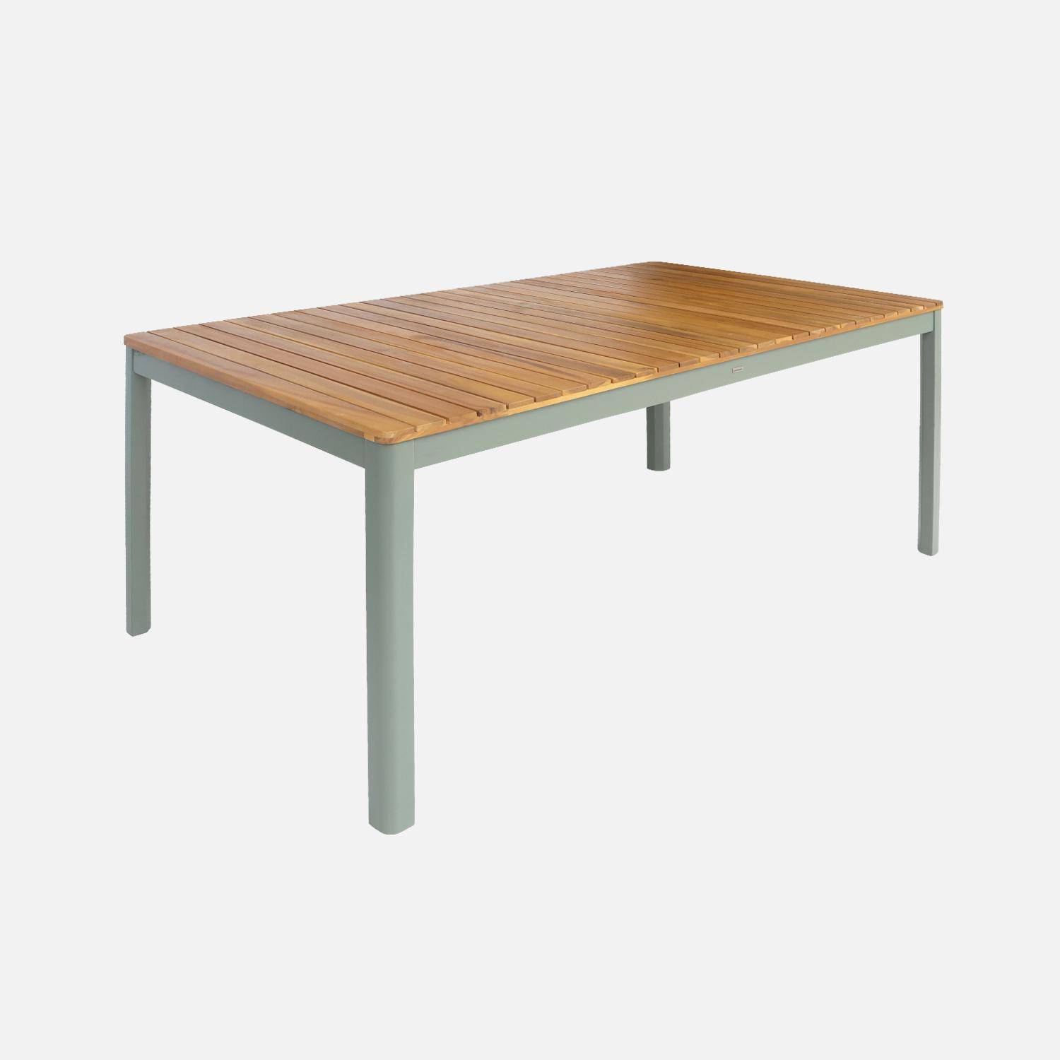 8-seater acacia wooden garden table with rounded corners, Senora, Khaki Green, 160x90x75 cm Photo4