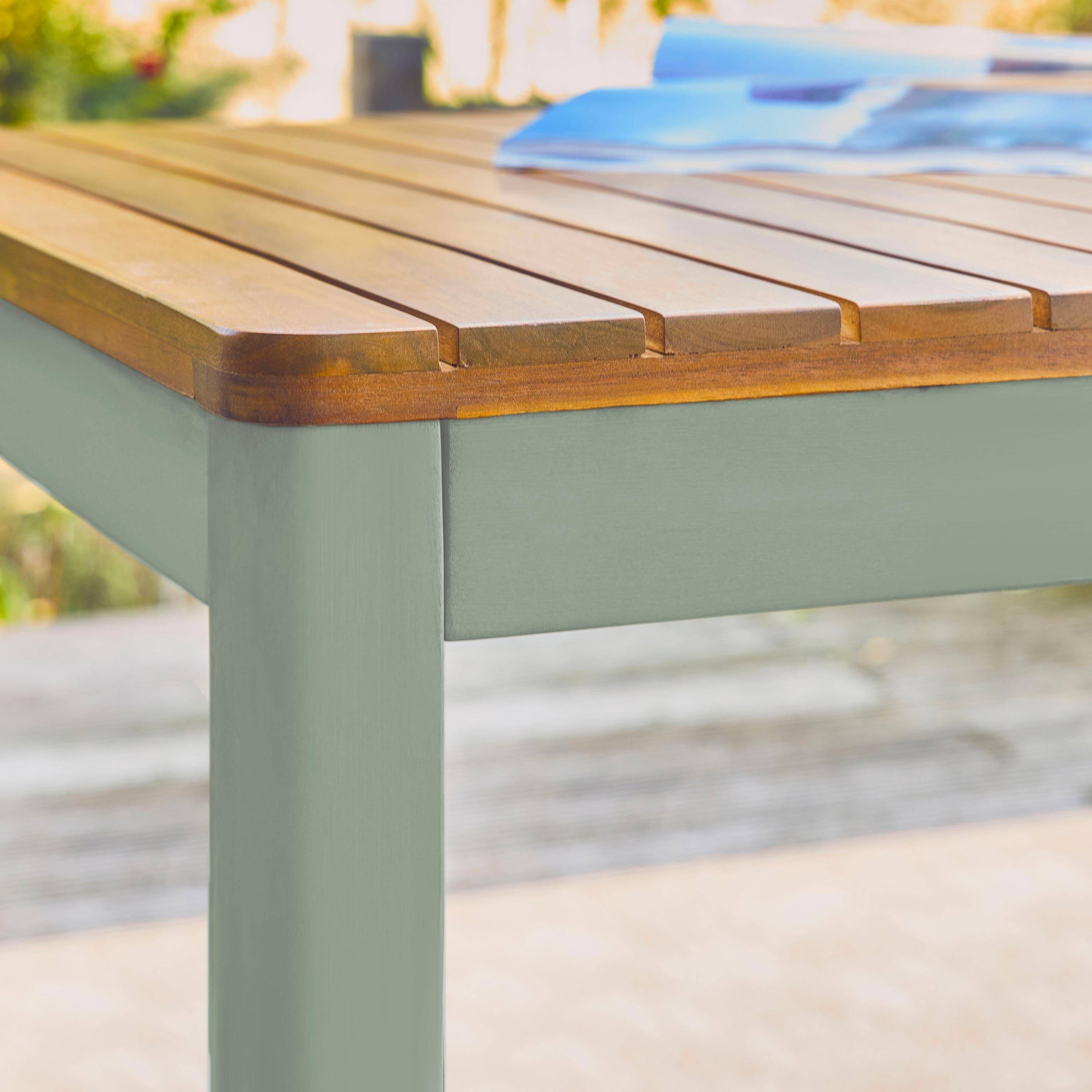 8-seater acacia wooden garden table with rounded corners, Senora, Khaki Green, 160x90x75 cm Photo2
