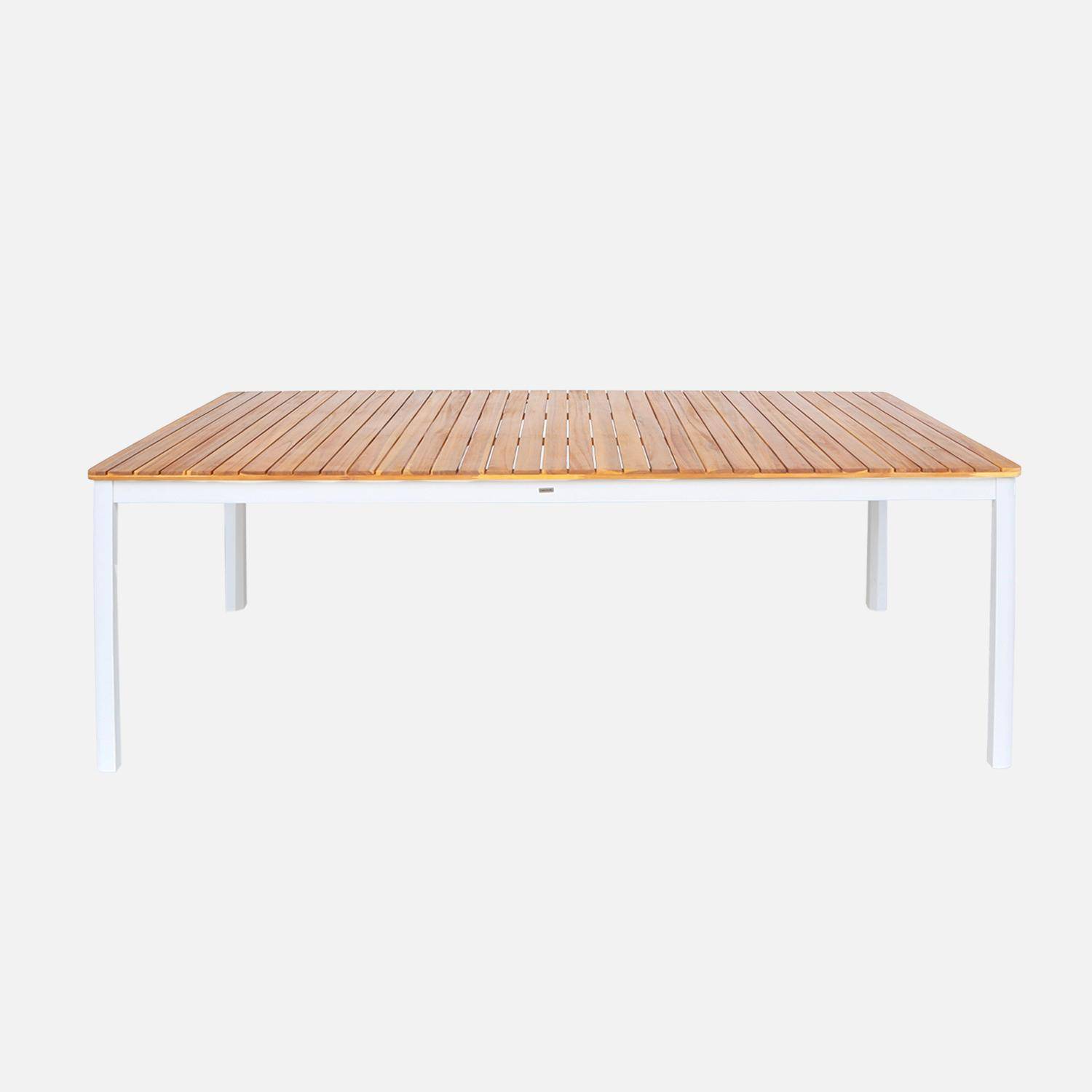 Gartentisch aus weißem Akazienholz mit abgerundeten Ecken, 10 Plätze, 200 x 100 x 75 cm - Senora,sweeek,Photo3