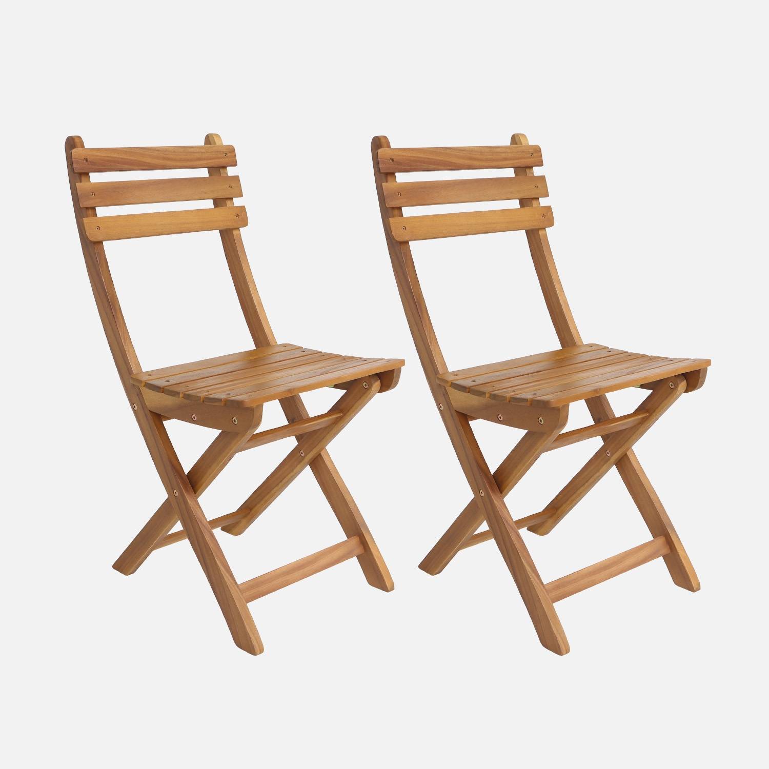 Silla de jardín plegable de madera de acacia (lote de 2), Natural