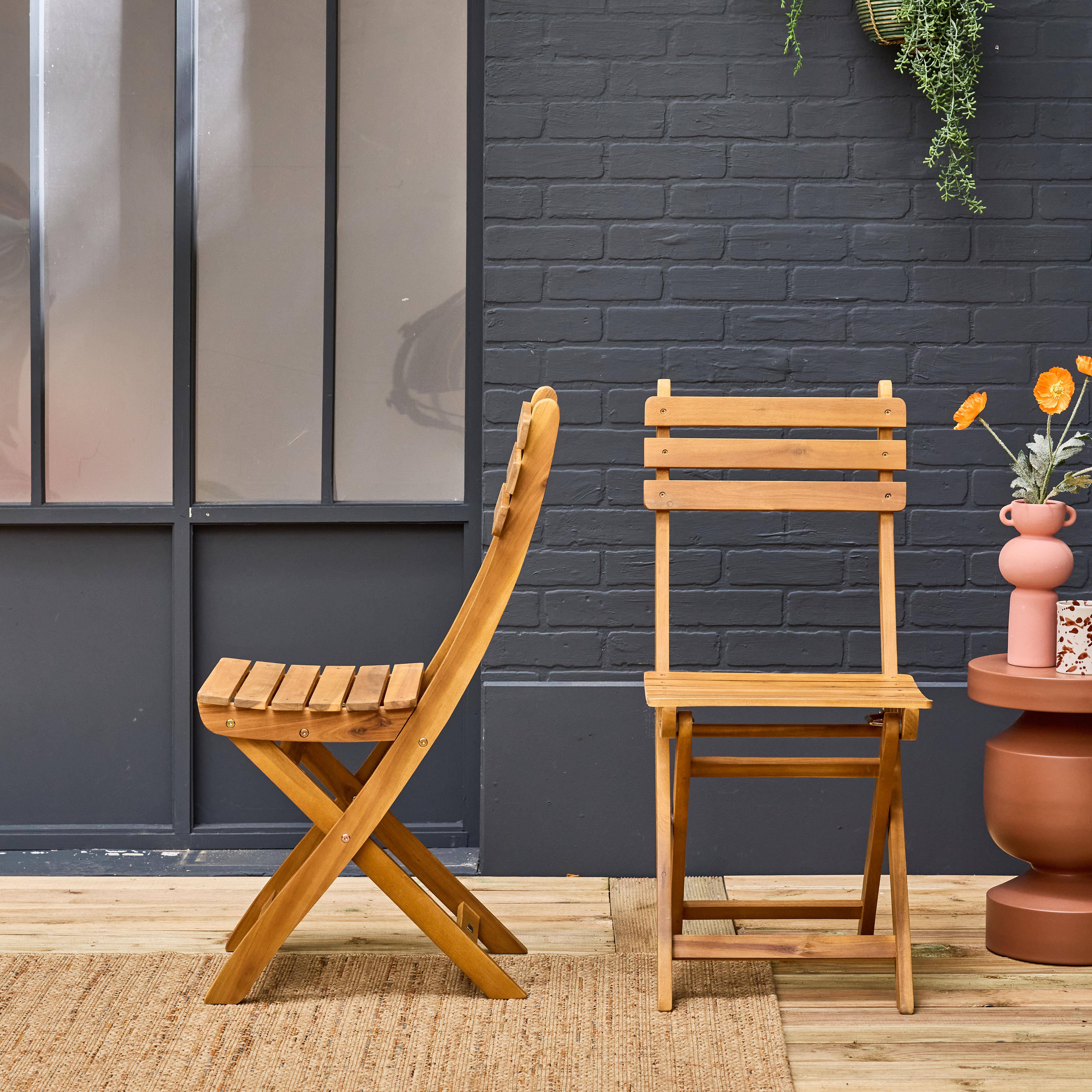 Lot de 2 chaises de jardin CALENA pliables acacia naturel, 40 x 52 x 85 cm Photo1