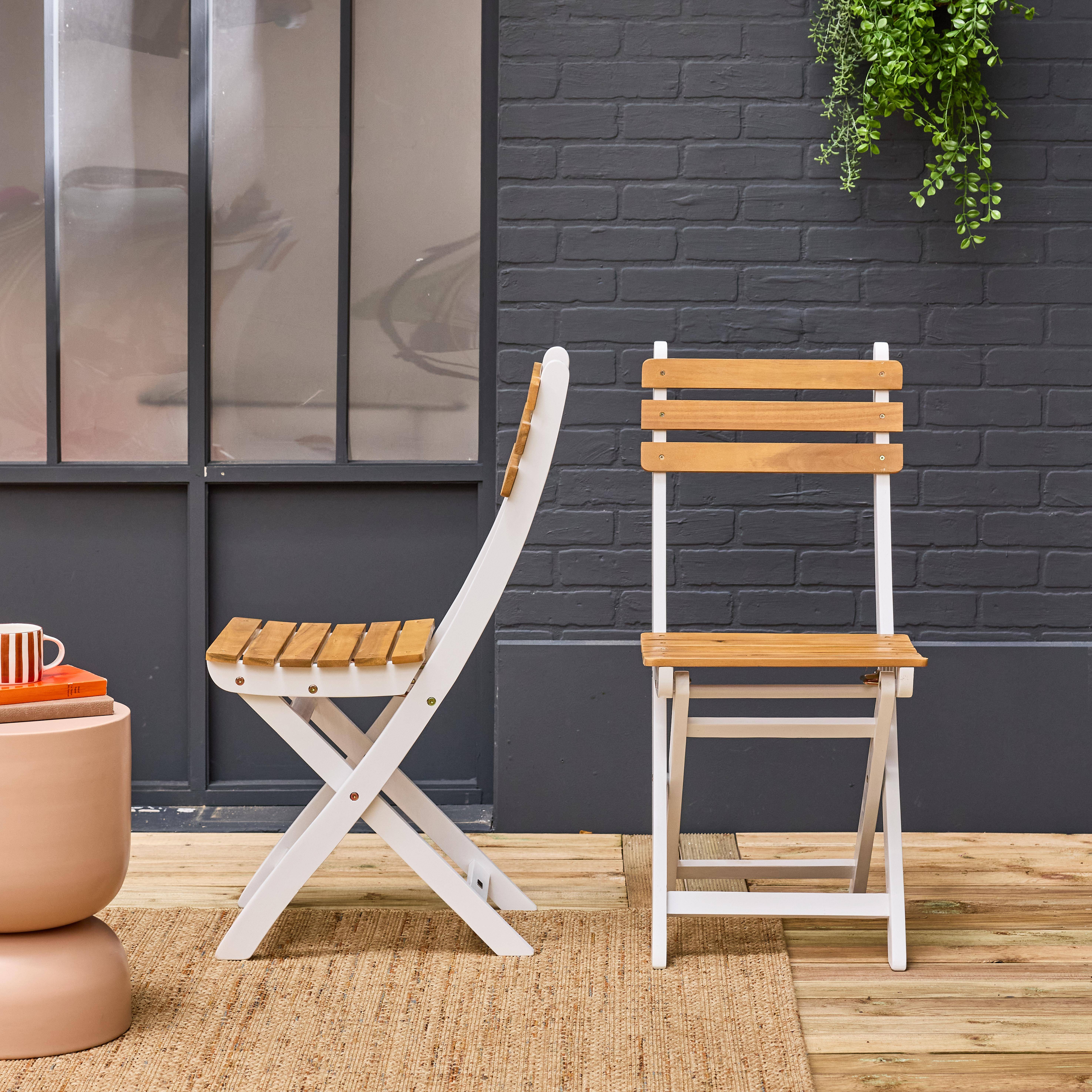 Set van 2 CALENA inklapbare tuinstoelen van acacia wit, 40 x 52 x 85 cm Photo1