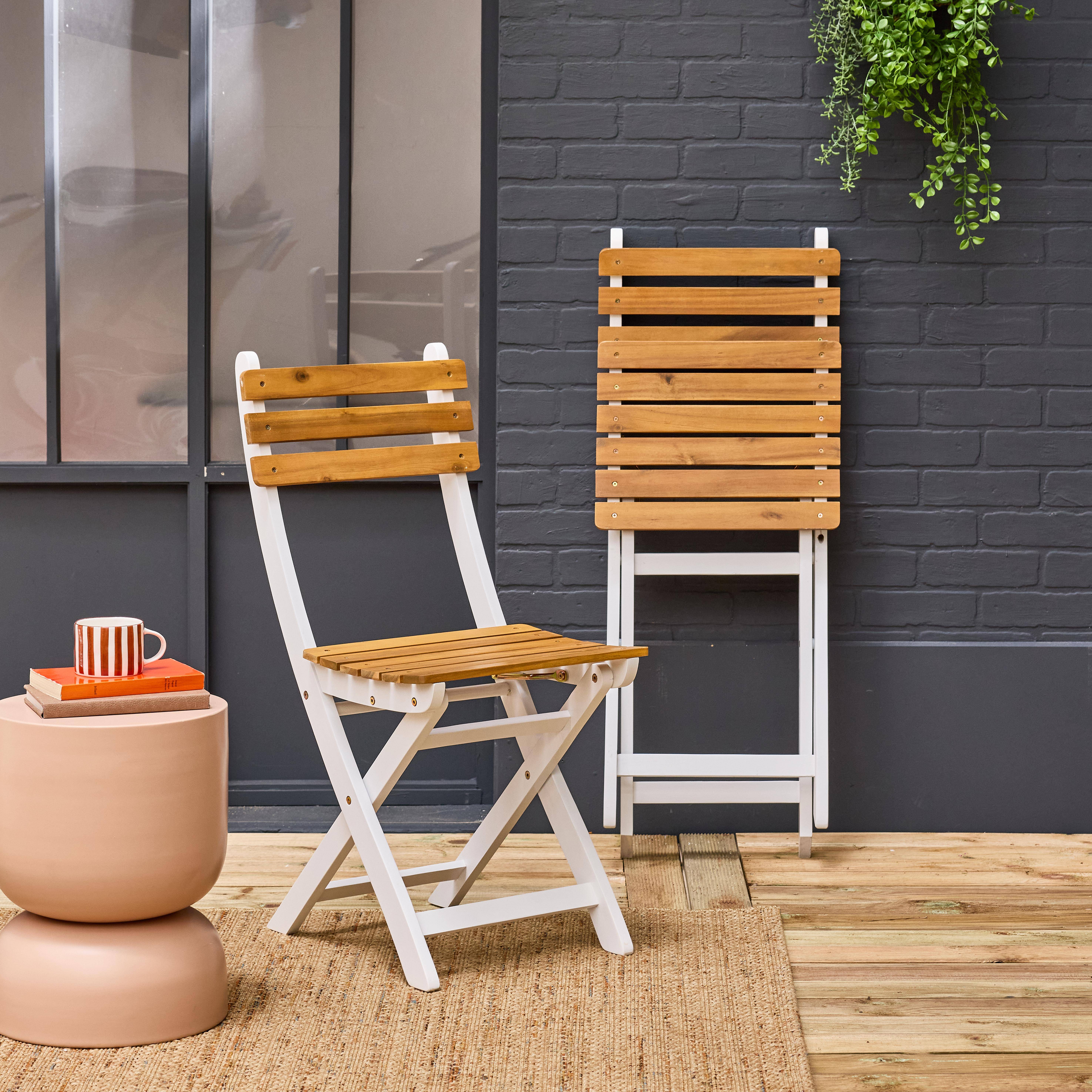 Set van 2 CALENA inklapbare tuinstoelen van acacia wit, 40 x 52 x 85 cm Photo2