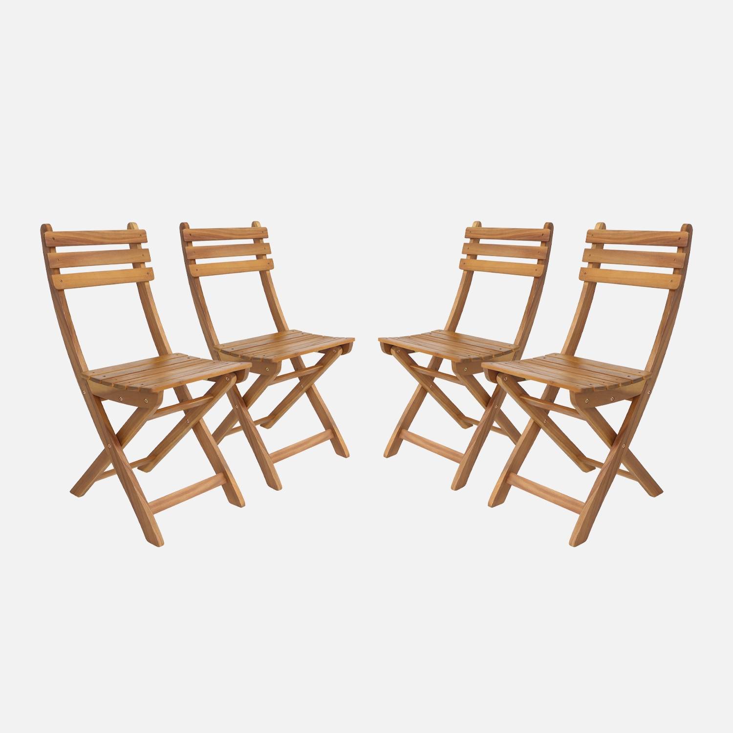 Set van 4 opvouwbare tuinstoelen in natuurlijk acaciahout