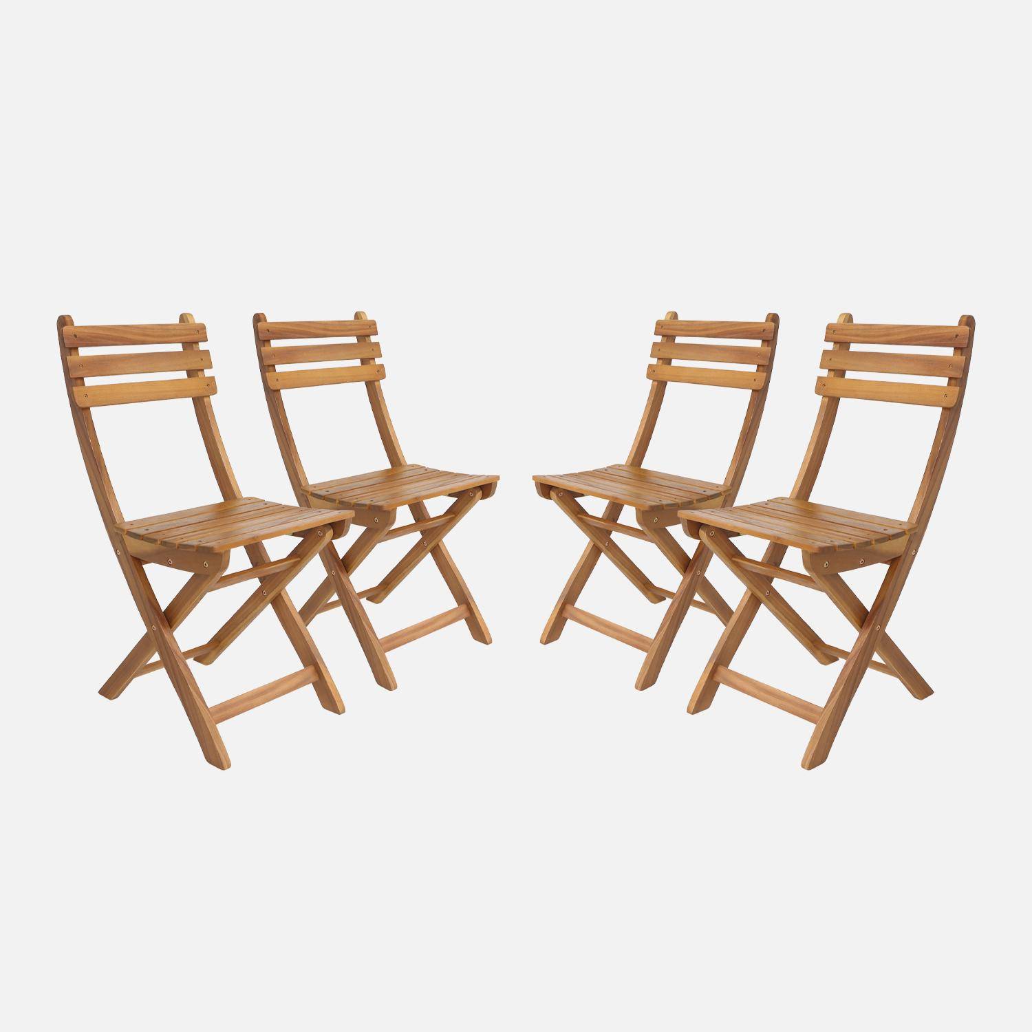 Lot de 4 chaises de jardin CALENA pliables acacia naturel, 40 x 52 x 85 cm Photo1