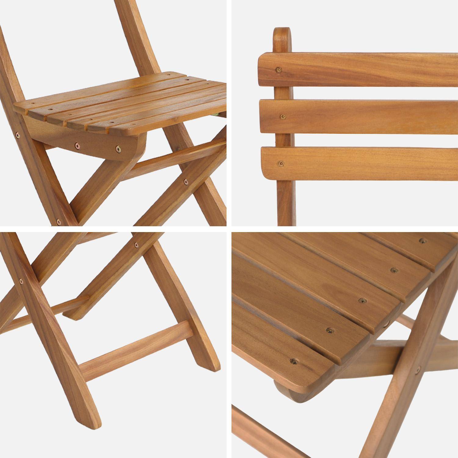 Lot de 4 chaises de jardin CALENA pliables acacia naturel, 40 x 52 x 85 cm Photo4