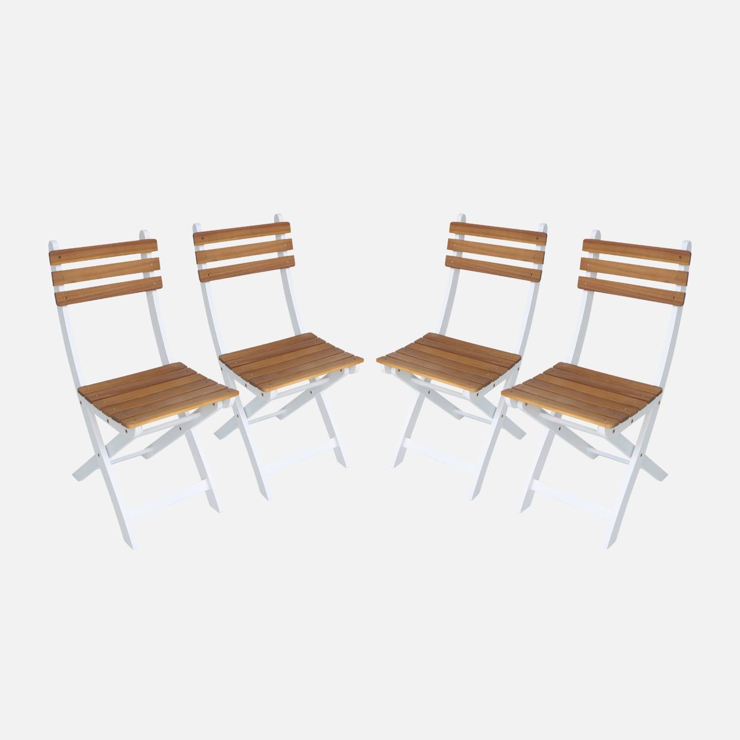 Set van 4 opvouwbare acacia wit tuinstoelen