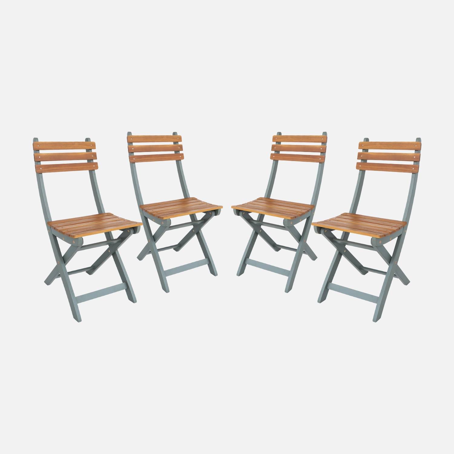 Set van 4 opvouwbare acacia kaki tuinstoelen