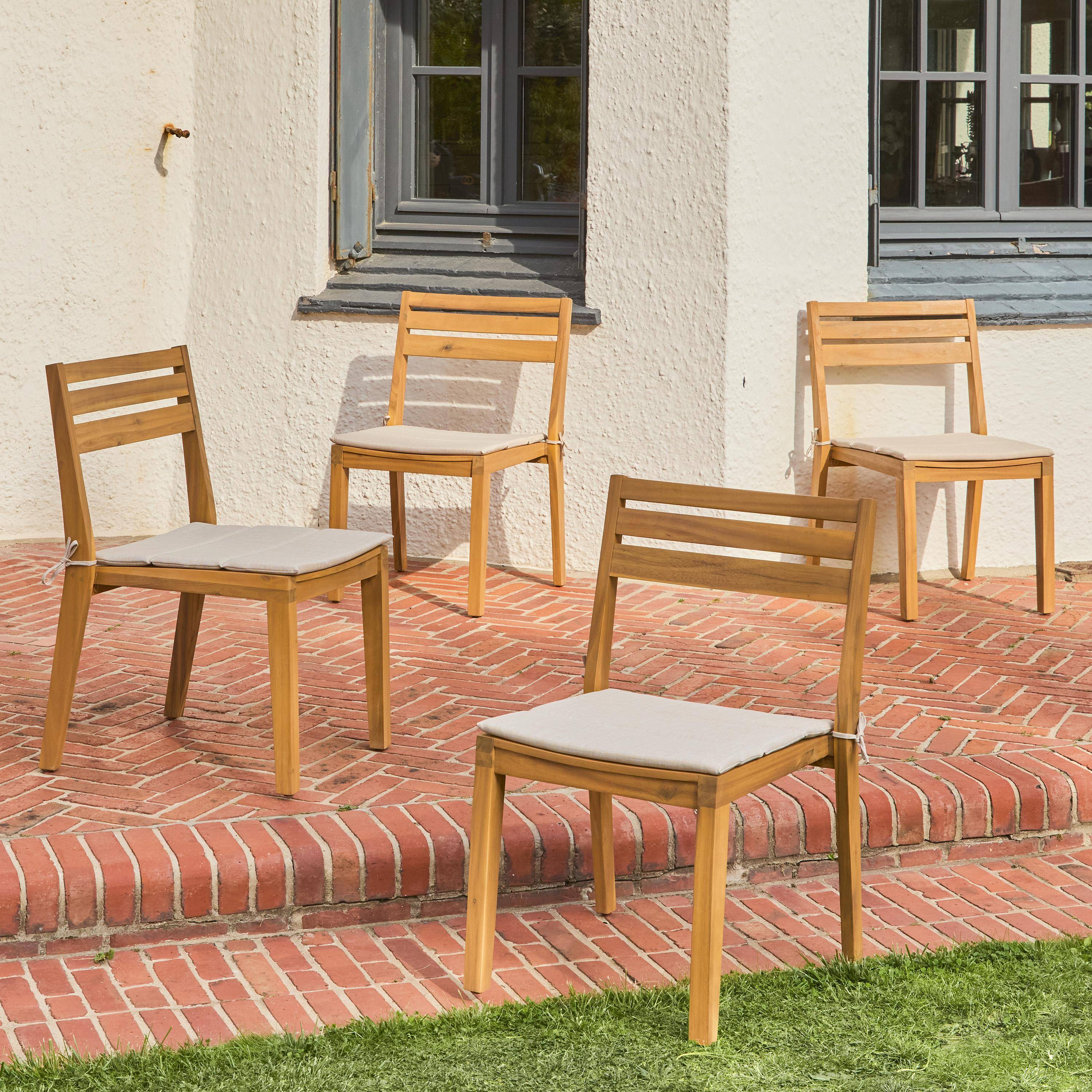 Set van 4 beige tuinstoelen MERINA van acaciahout met kussen, 52 x 55 x 81 cm,sweeek,Photo1