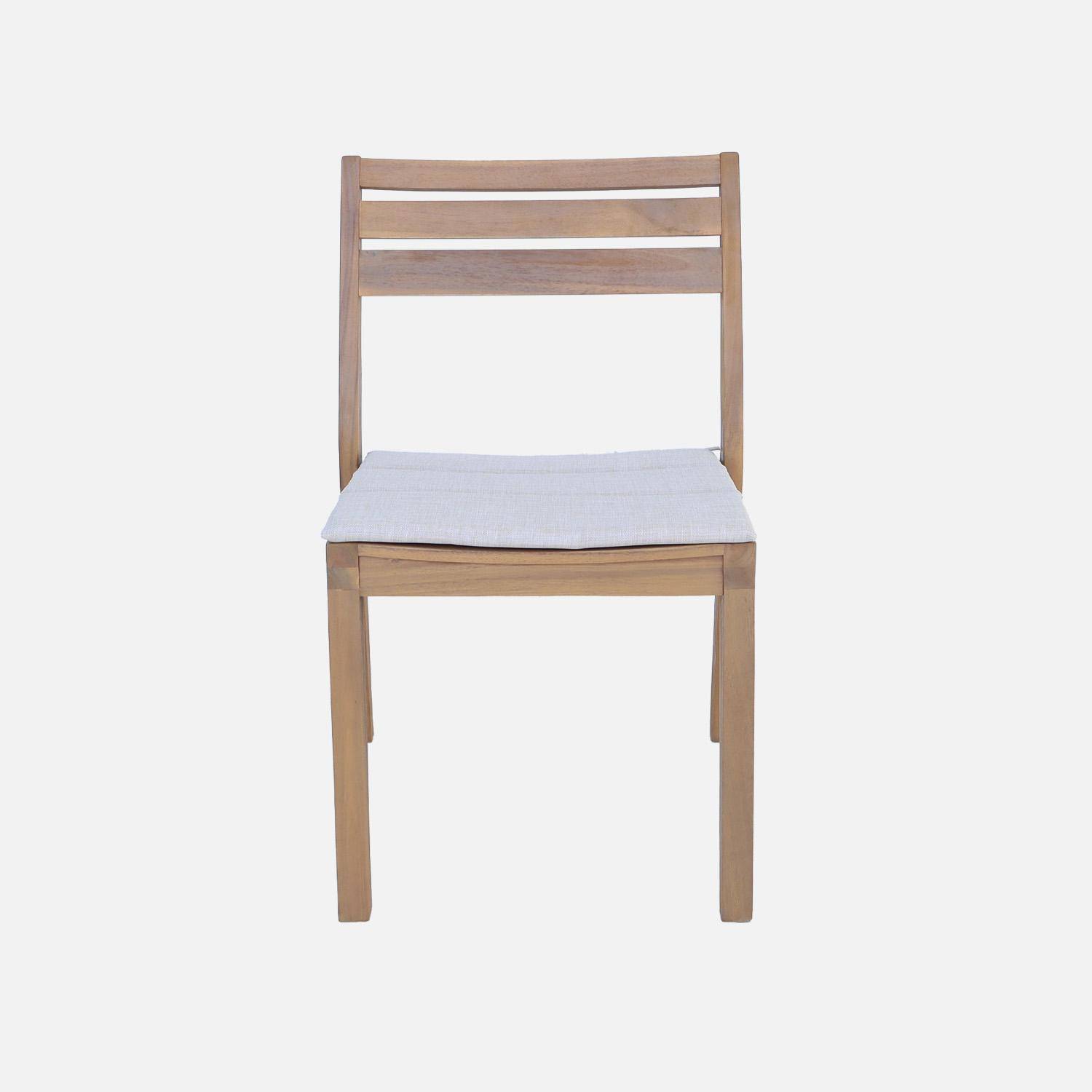 Lot de 4 chaises de jardin beige MERINA bois d'acacia avec coussin, 52 x 55 x 81 cm Photo4