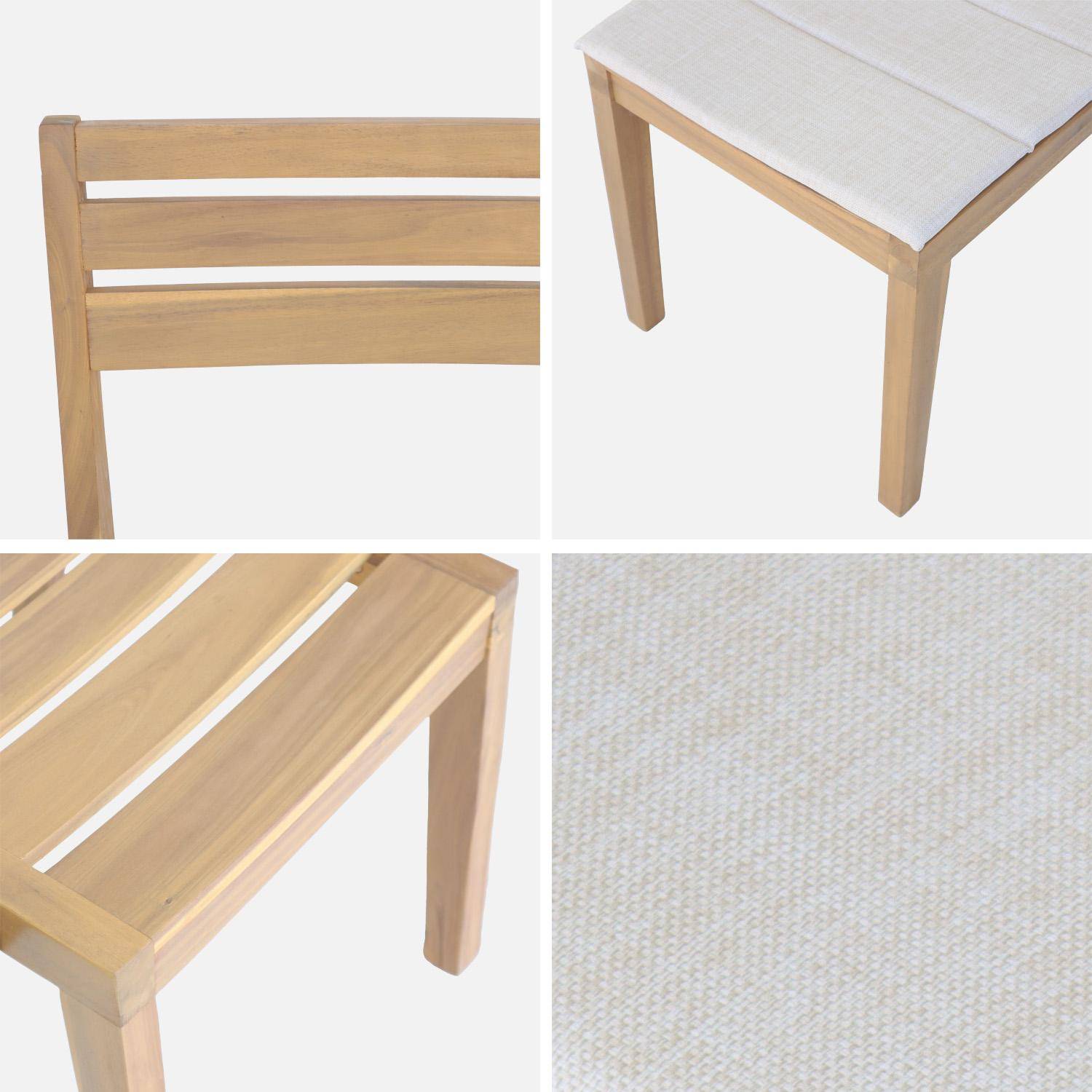 Lot de 4 chaises de jardin beige MERINA bois d'acacia avec coussin, 52 x 55 x 81 cm Photo5
