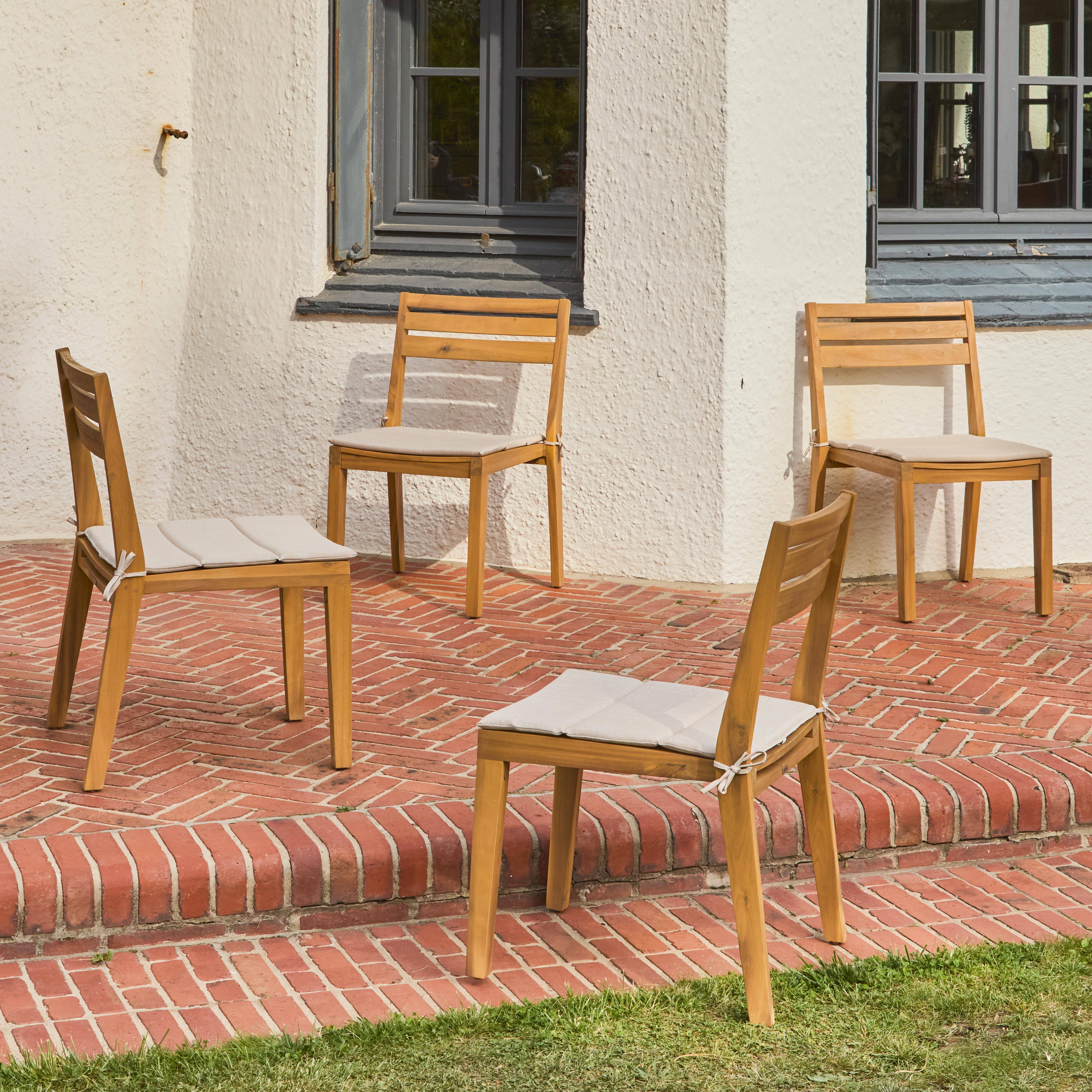 Set van 4 beige tuinstoelen MERINA van acaciahout met kussen, 52 x 55 x 81 cm Photo3